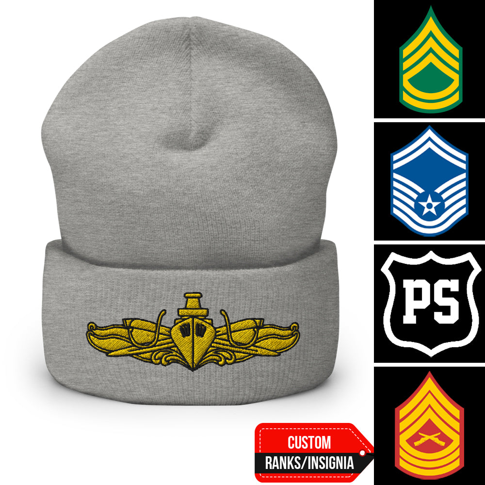 Custom US Military Ranks/Insignia Embroidered Beanie