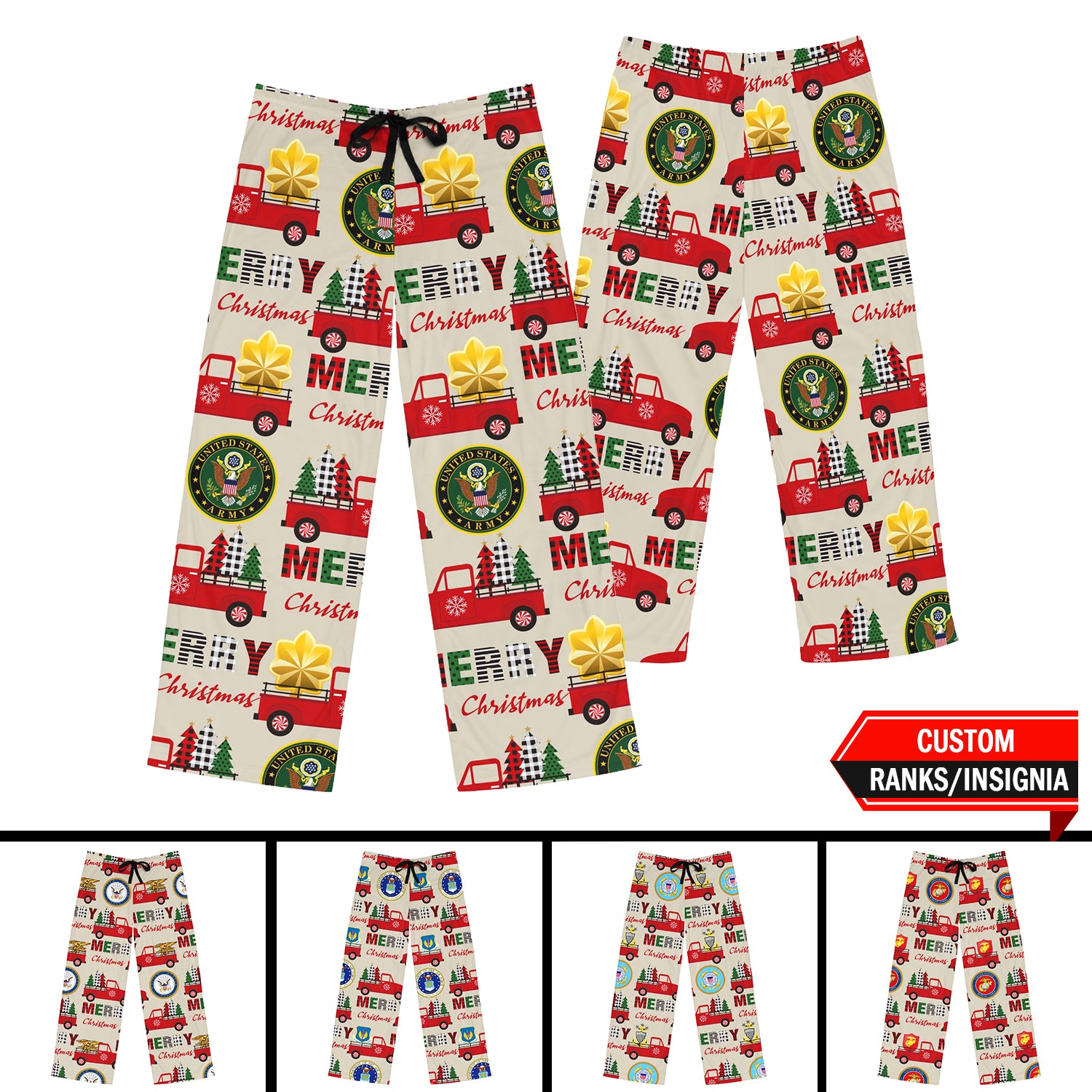 Custom US Military Ranks/Insignia All Over Prints Men's Pajama Pants JPJM04