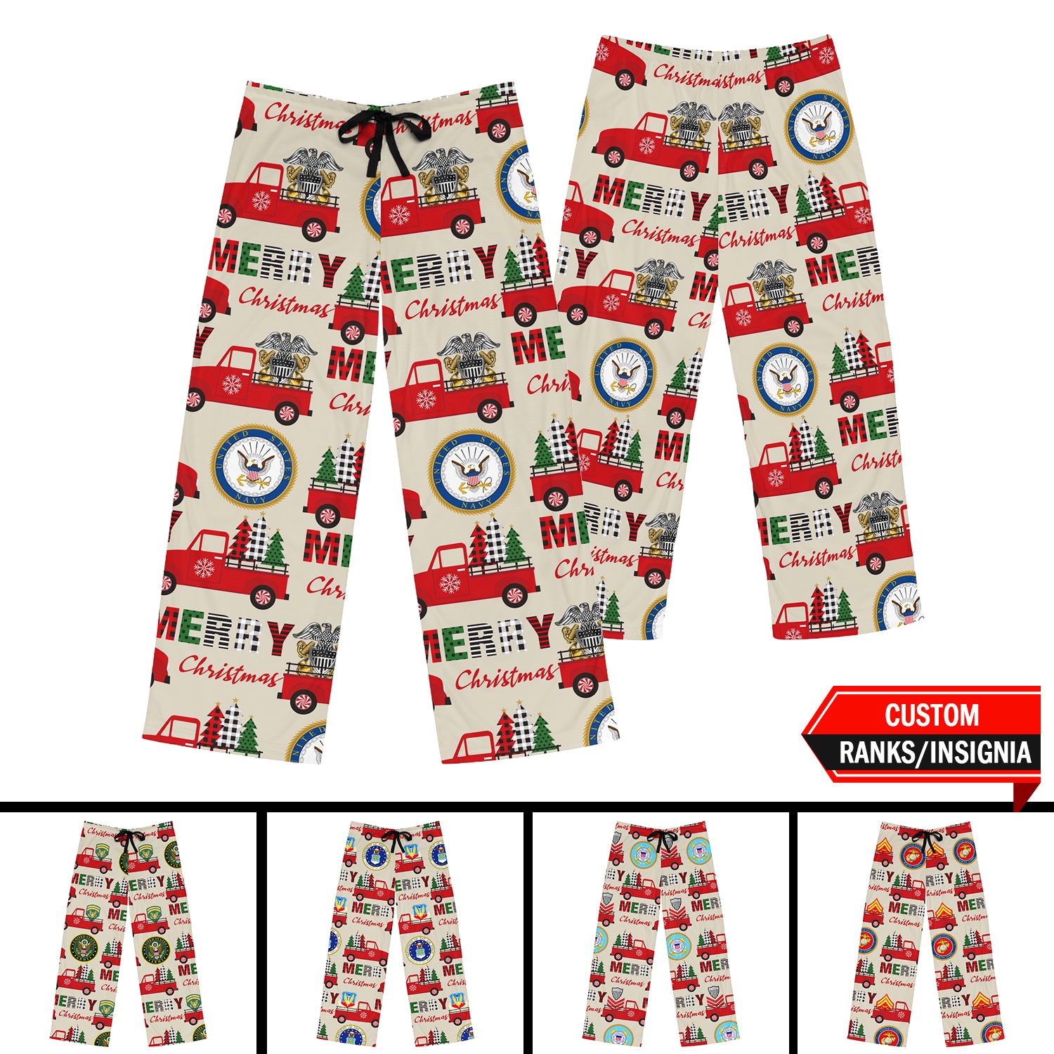 Custom US Military Ranks/Insignia All Over Prints Men's Pajama Pants JPJM04