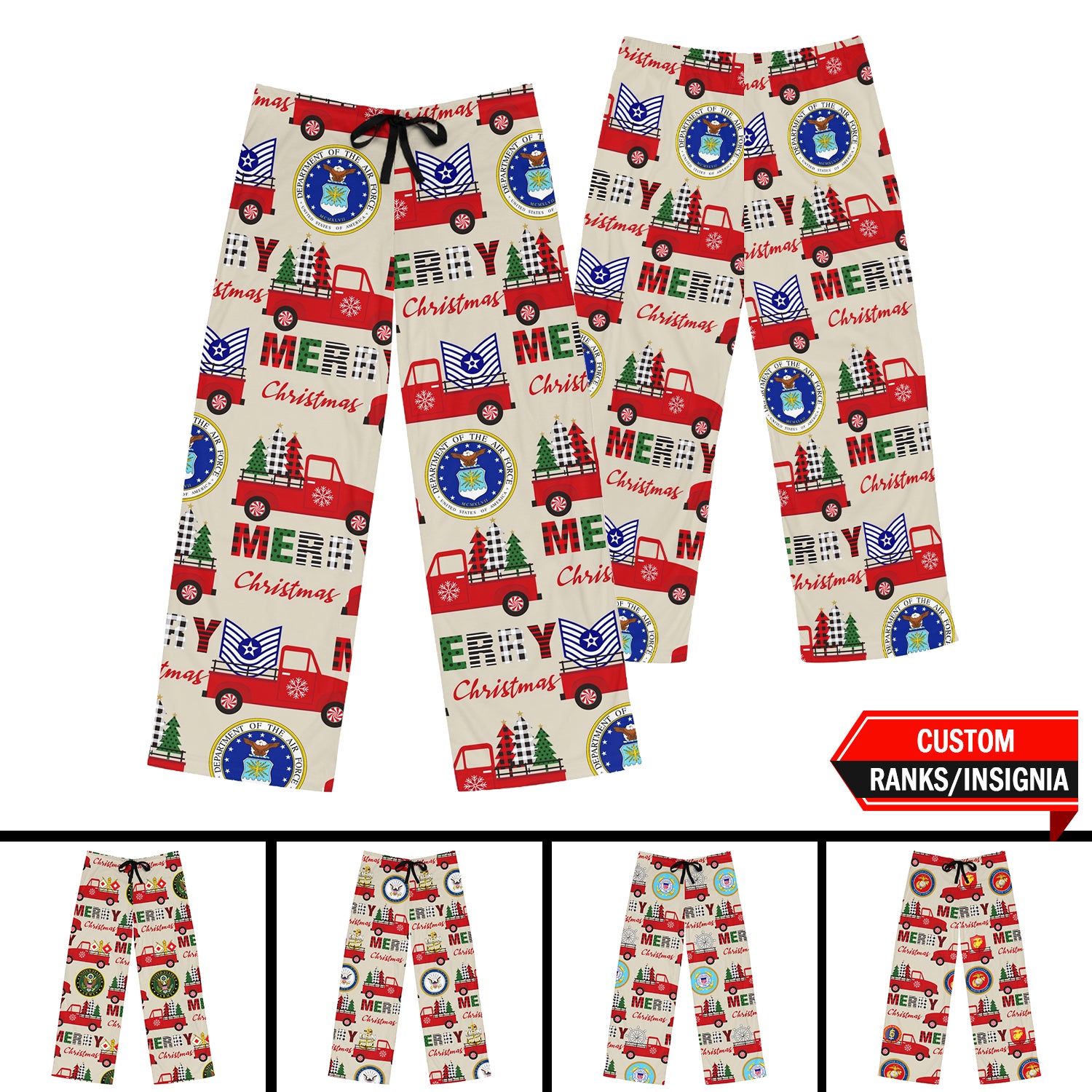 Custom US Military Ranks/Insignia All Over Prints Men's Pajama Pants JPJM04