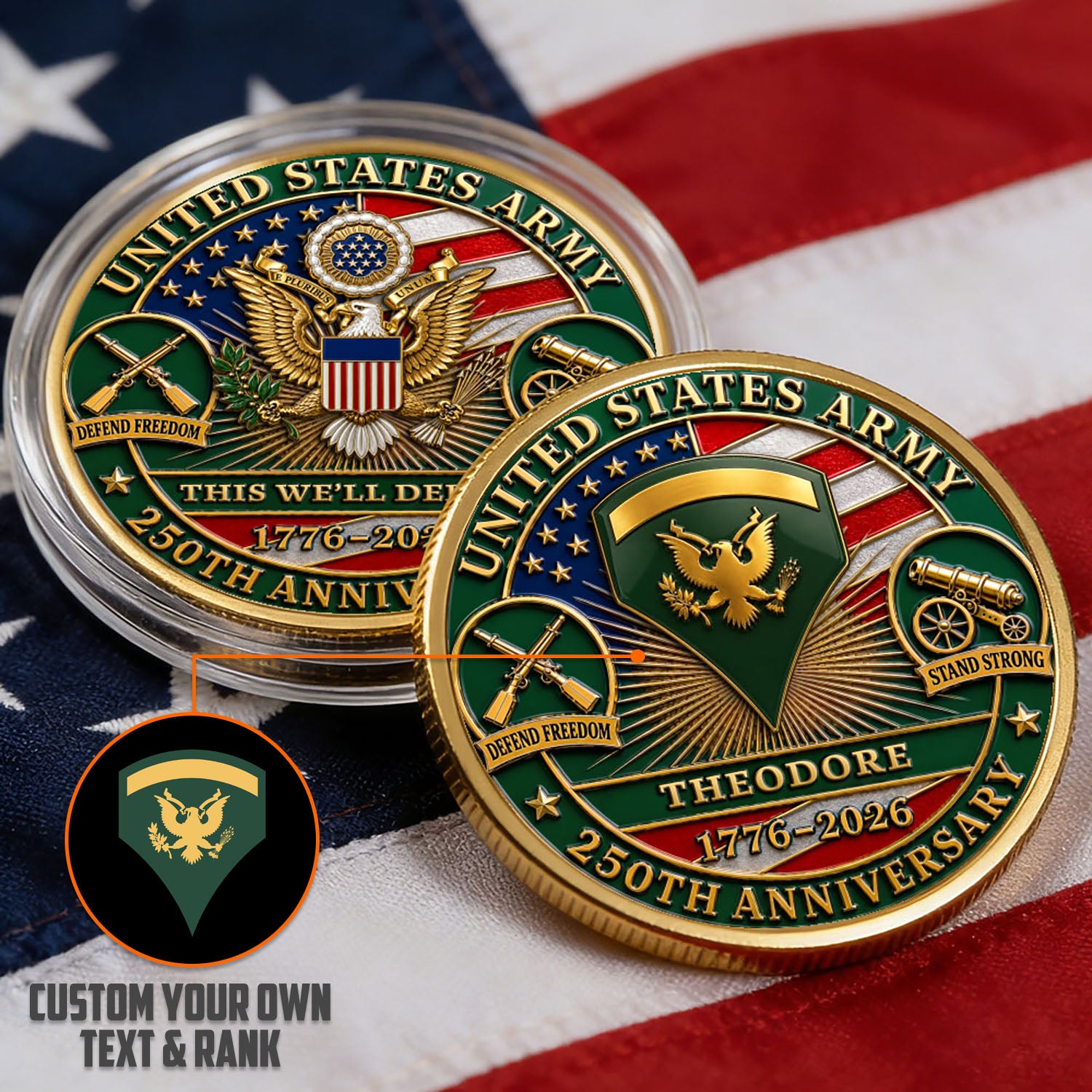 Personalized U.S. Army 250th Anniversary Challenge Coin