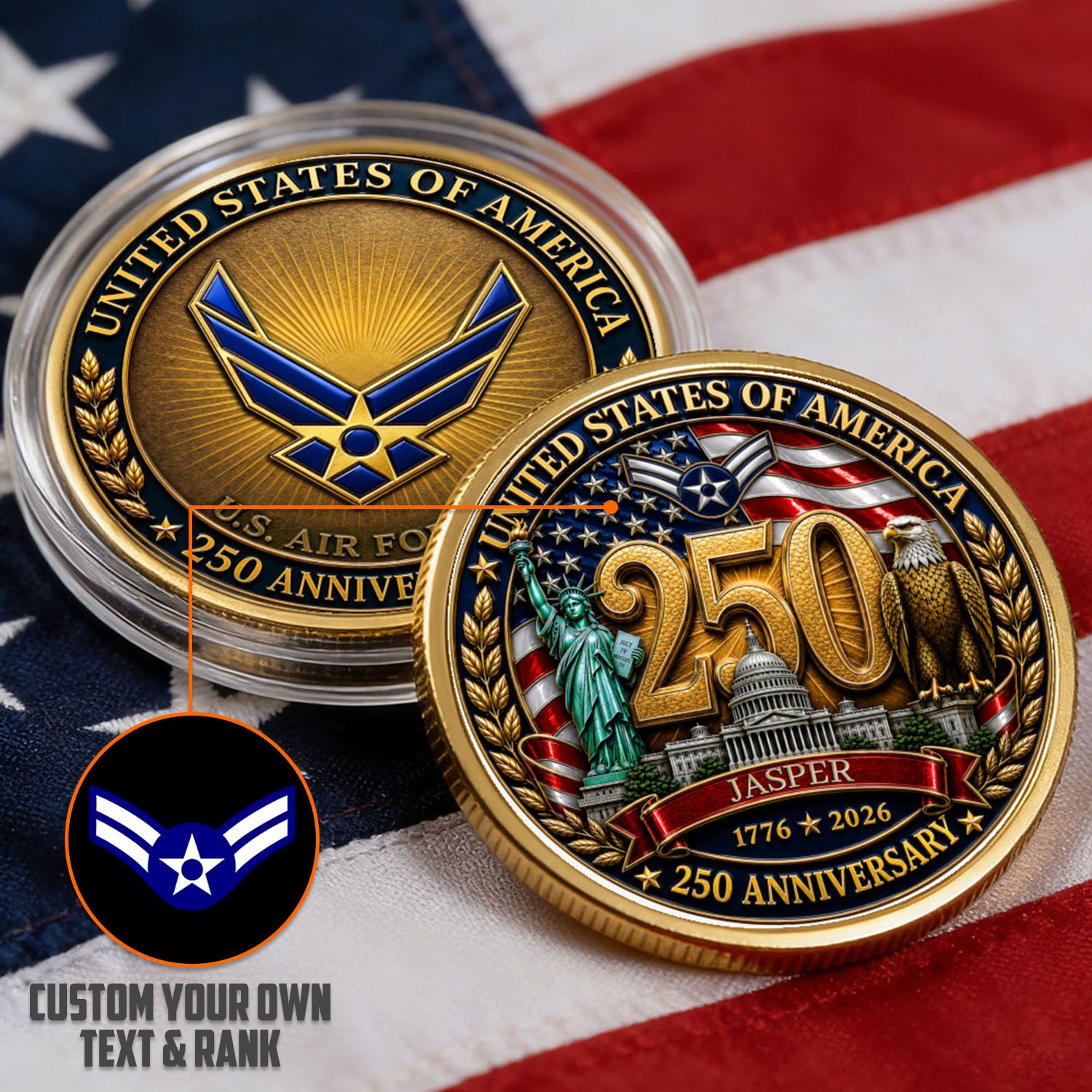 Custom Air Force Veteran 250th Anniversary Coin