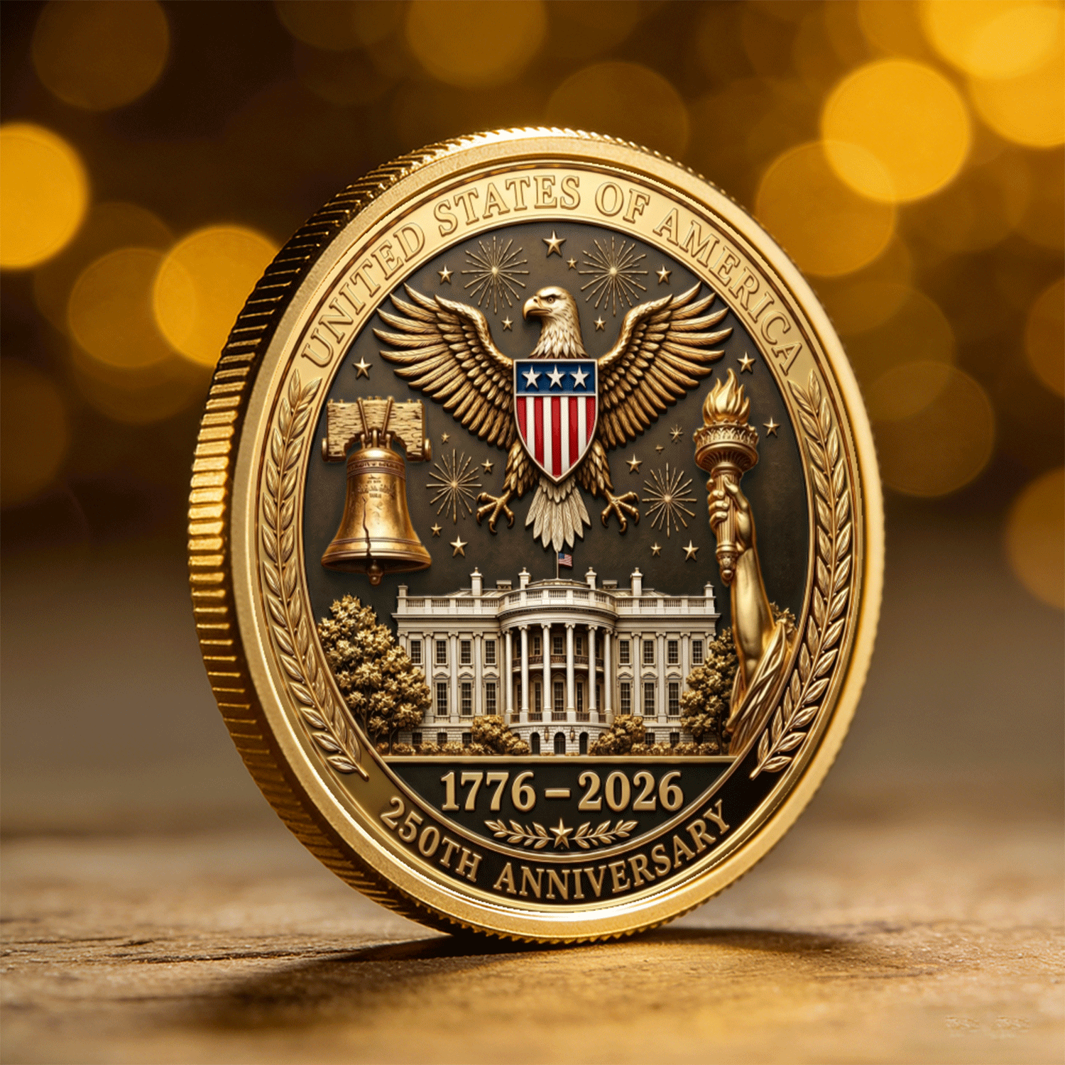 Custom USAF Rank USA 250 Years 3D Challenge Coin Gift