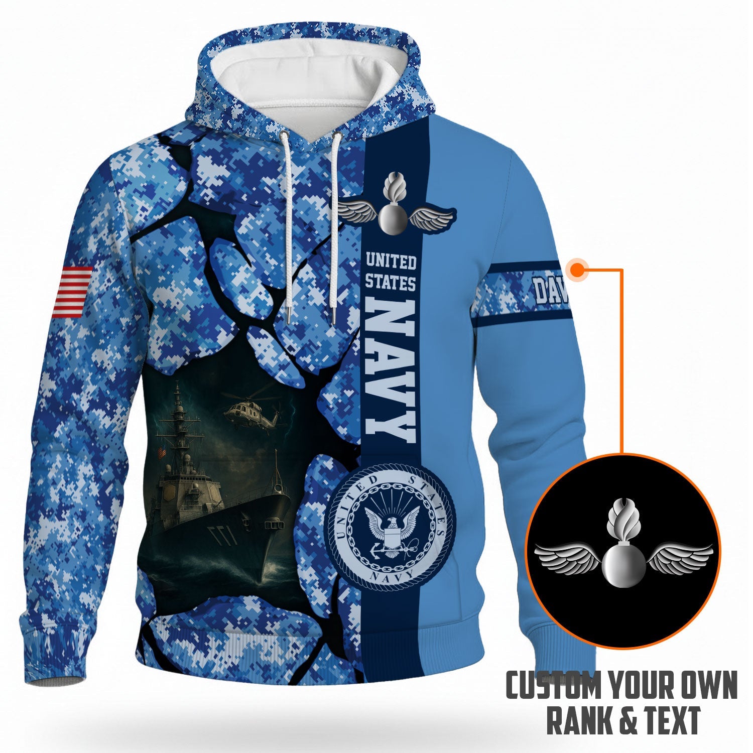 Personalized US Navy 3D All Over Print Hoodie KAH3D05