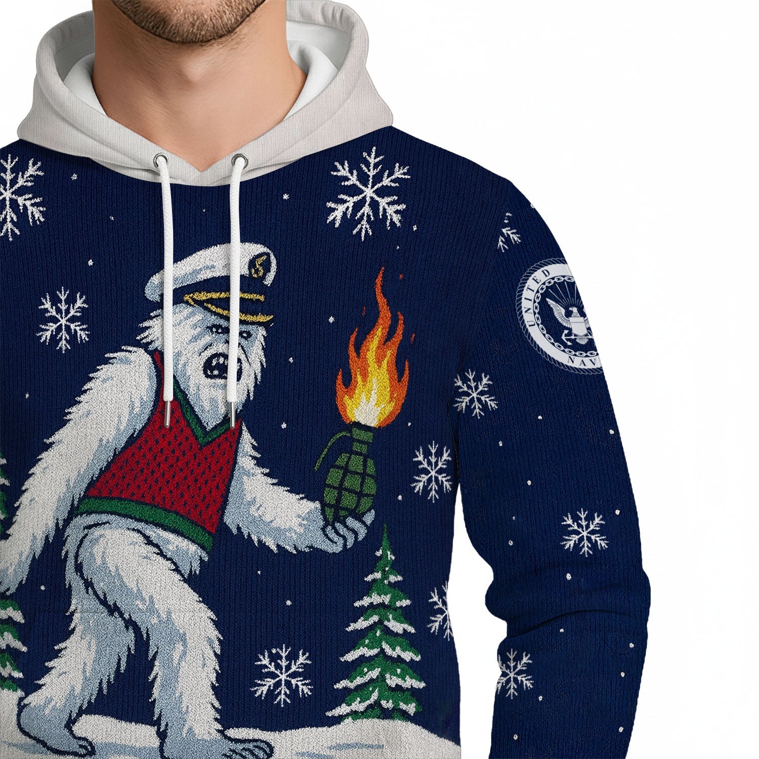 Bigfoot Navy 3D All Over Print Hoodie Xmas