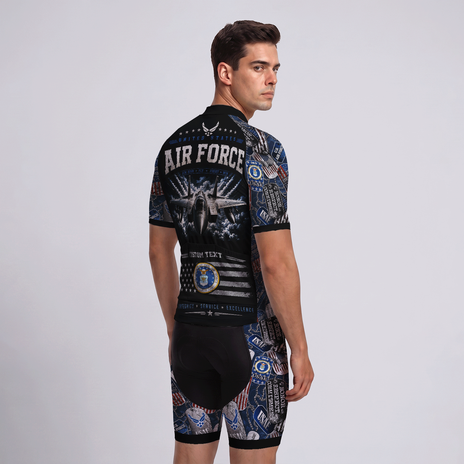 Custom Air Force Cycling Jersey Personalized Veteran Rank Bike Jersey