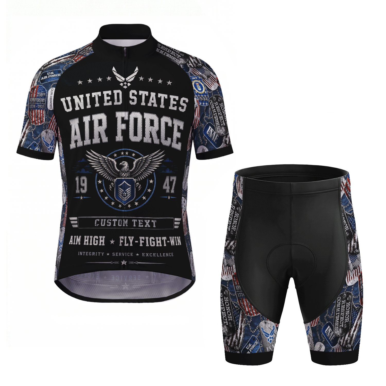 Custom Air Force Cycling Jersey Personalized Veteran Rank Bike Jersey