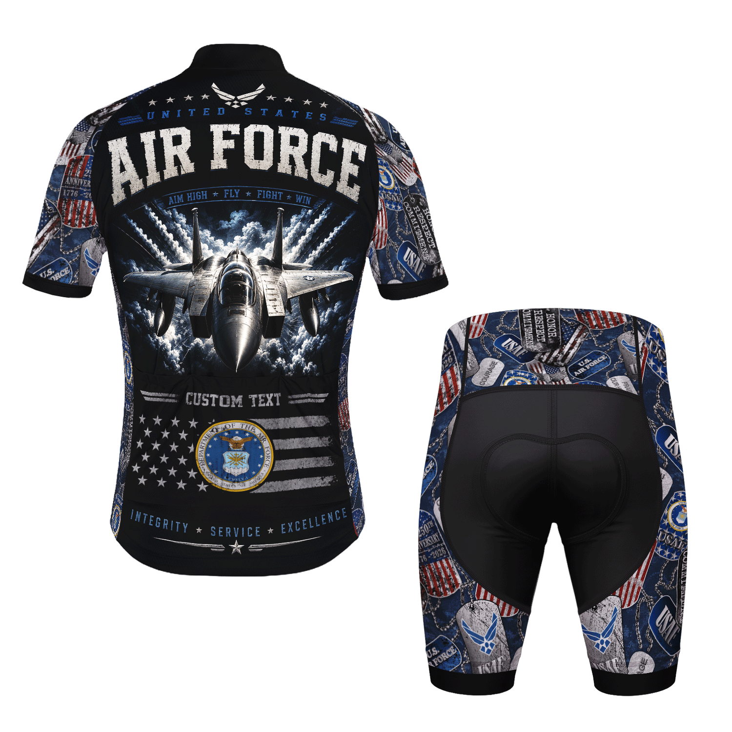 Custom Air Force Cycling Jersey Personalized Veteran Rank Bike Jersey