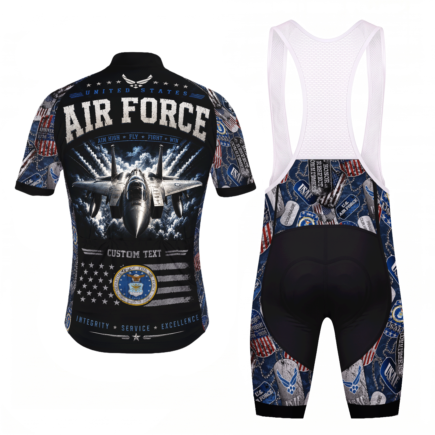 Custom Air Force Cycling Jersey Personalized Veteran Rank Bike Jersey