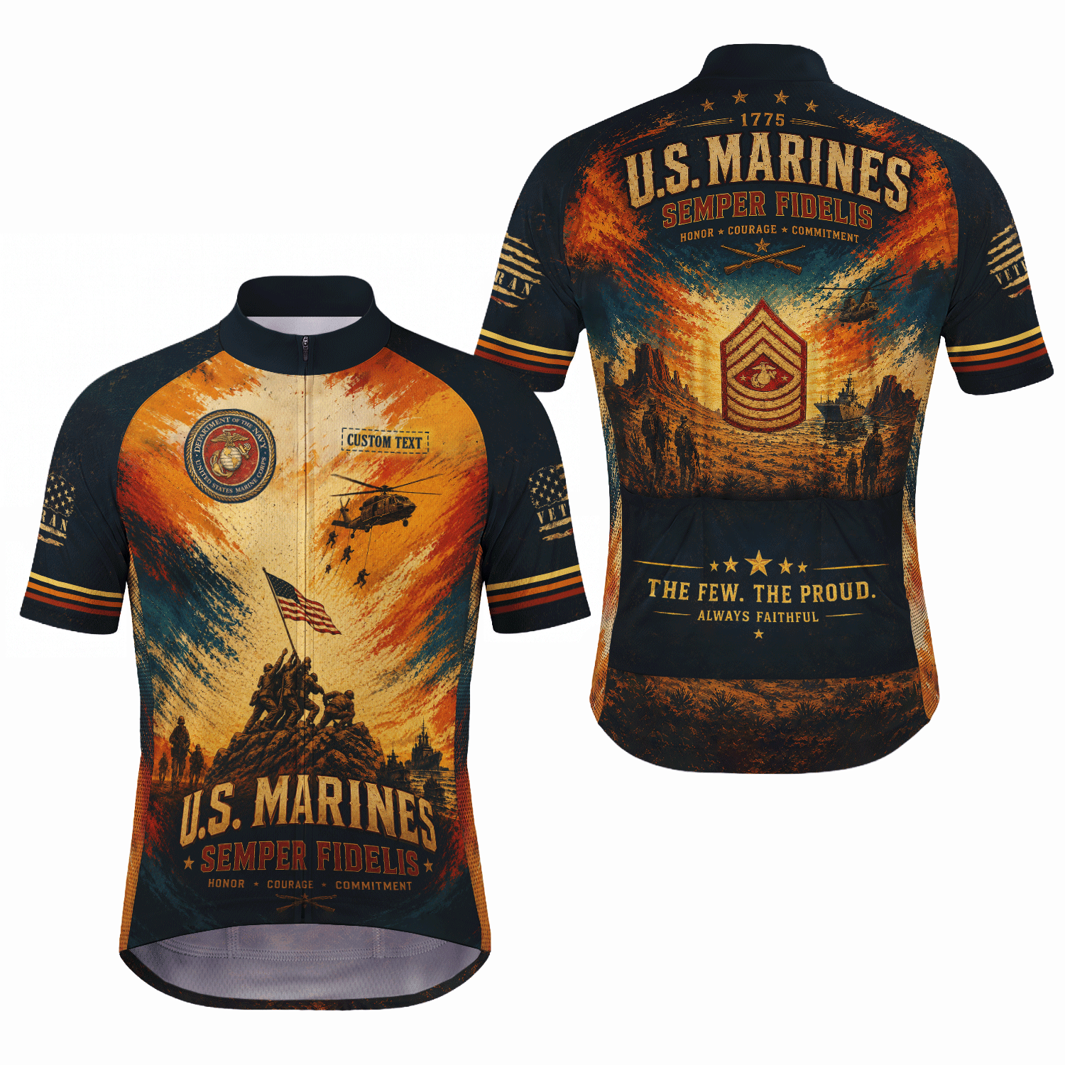 Custom US Marine Cycling Jersey Personalized Marine Veteran Rank Bike Jersey