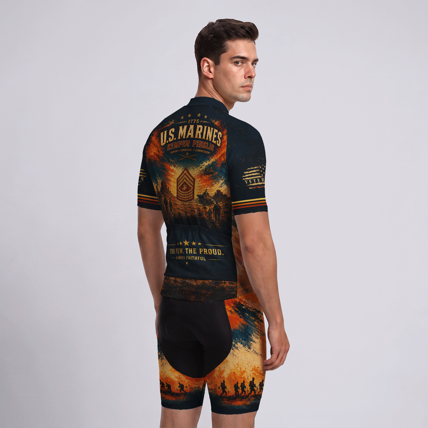Custom US Marine Cycling Jersey Personalized Marine Veteran Rank Bike Jersey