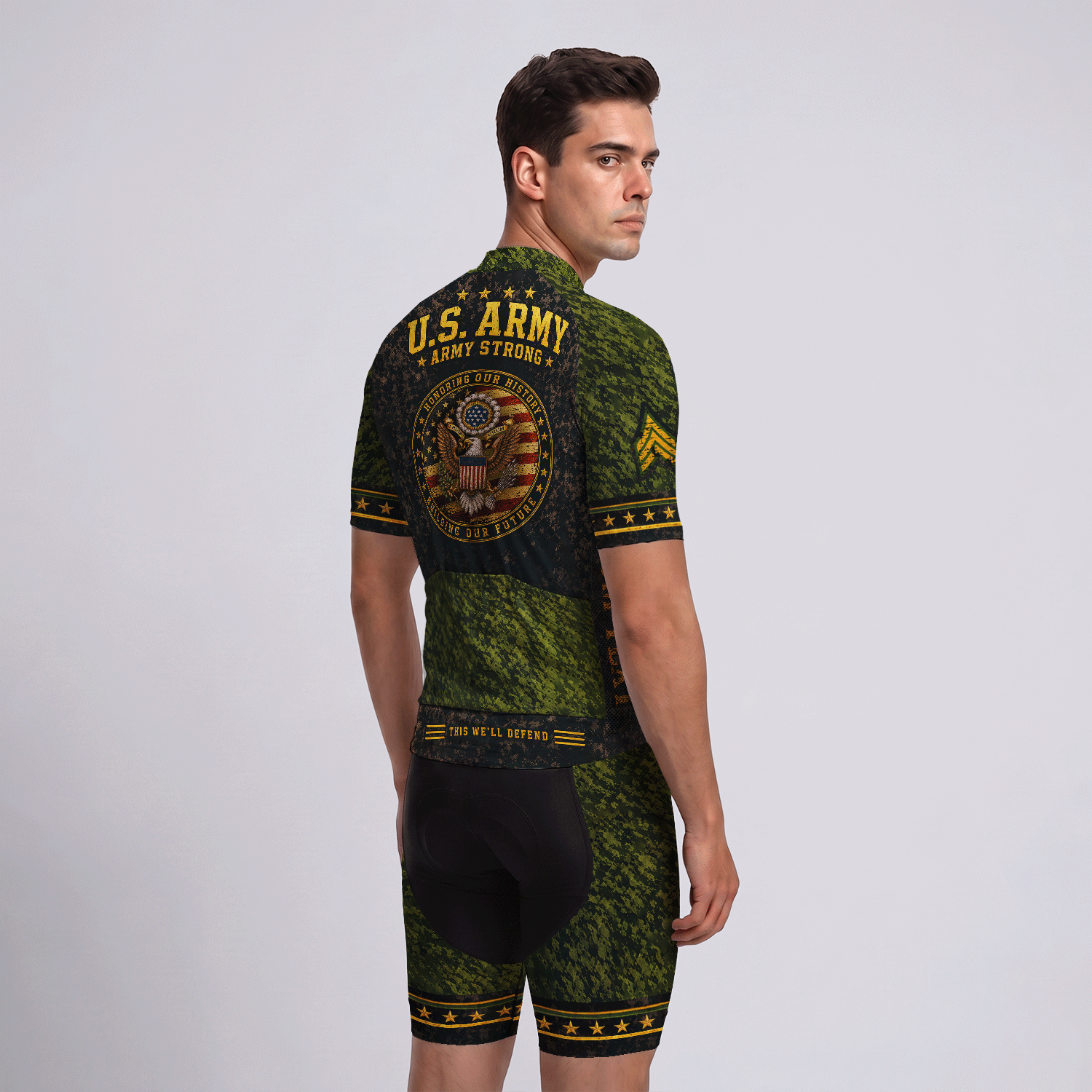 Personalized US Army Cycling Jersey Custom Rank & Name Veteran Gift
