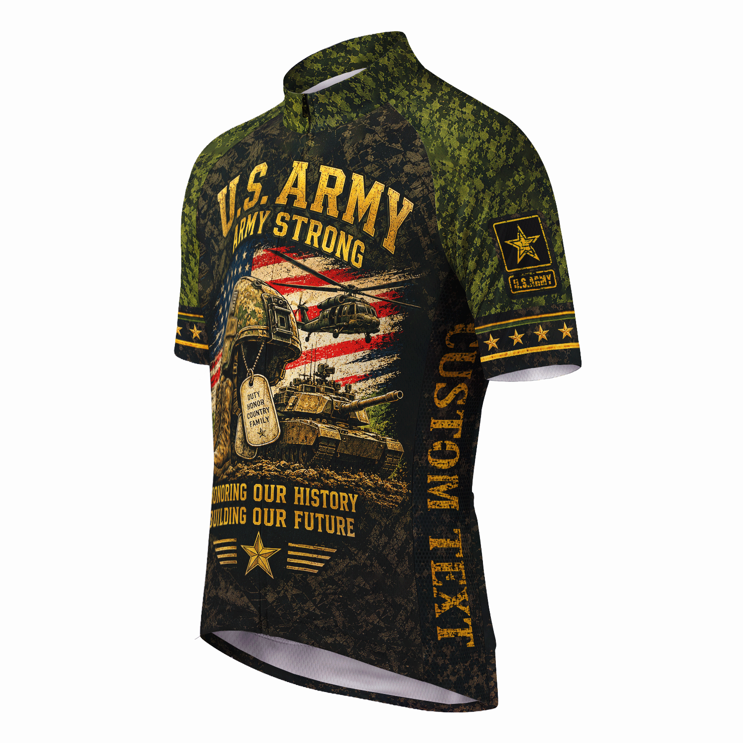Personalized US Army Cycling Jersey Custom Rank & Name Veteran Gift