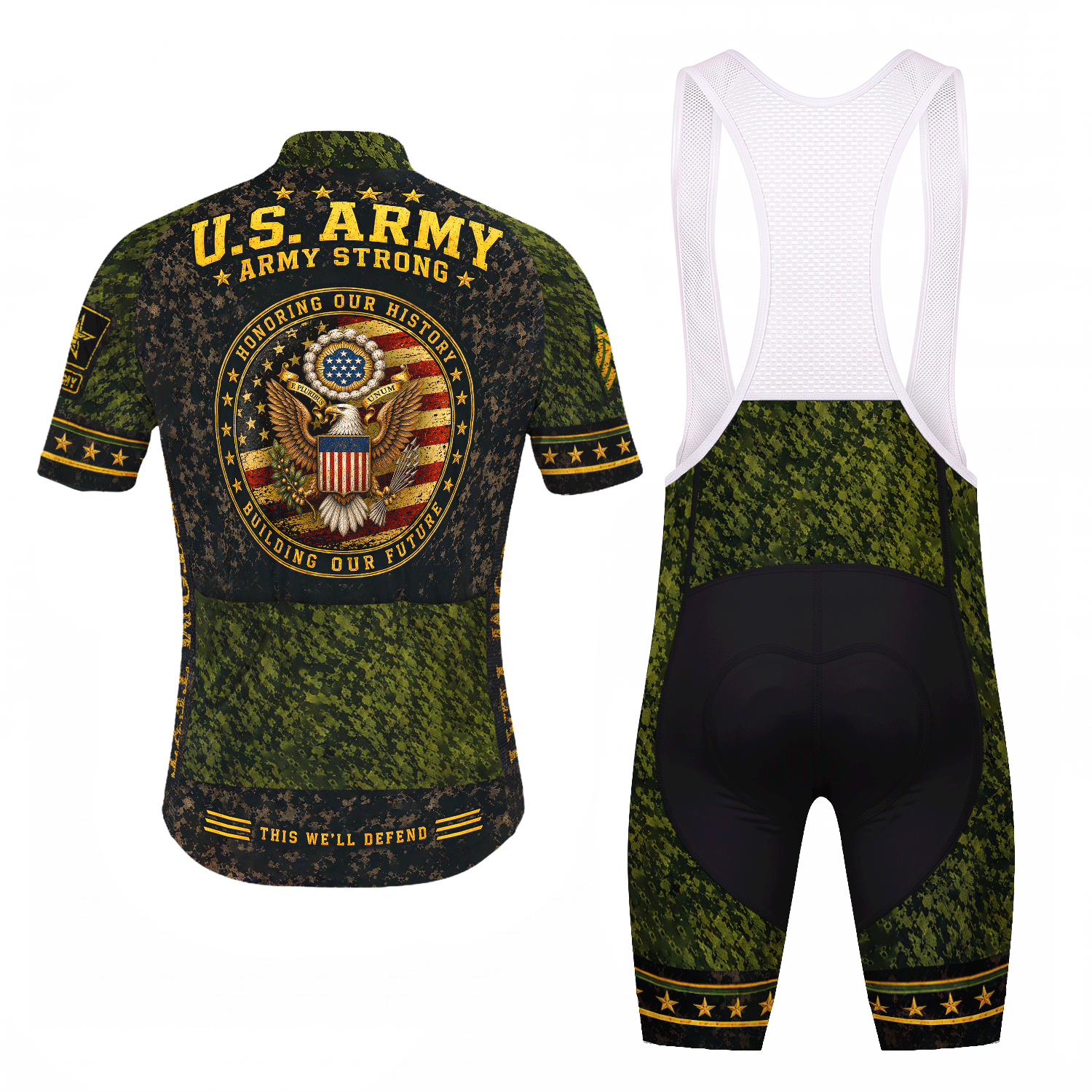 Personalized US Army Cycling Jersey Custom Rank & Name Veteran Gift