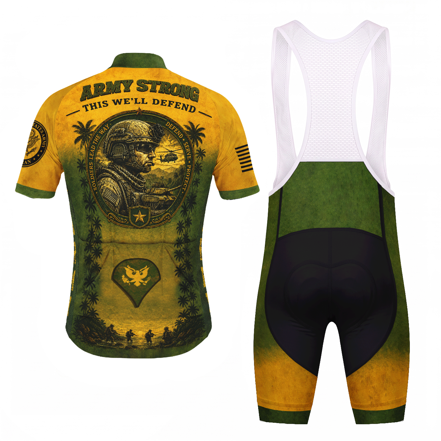 Custom Army Veteran Cycling Jersey Personalized Military Rank & Name Shirt