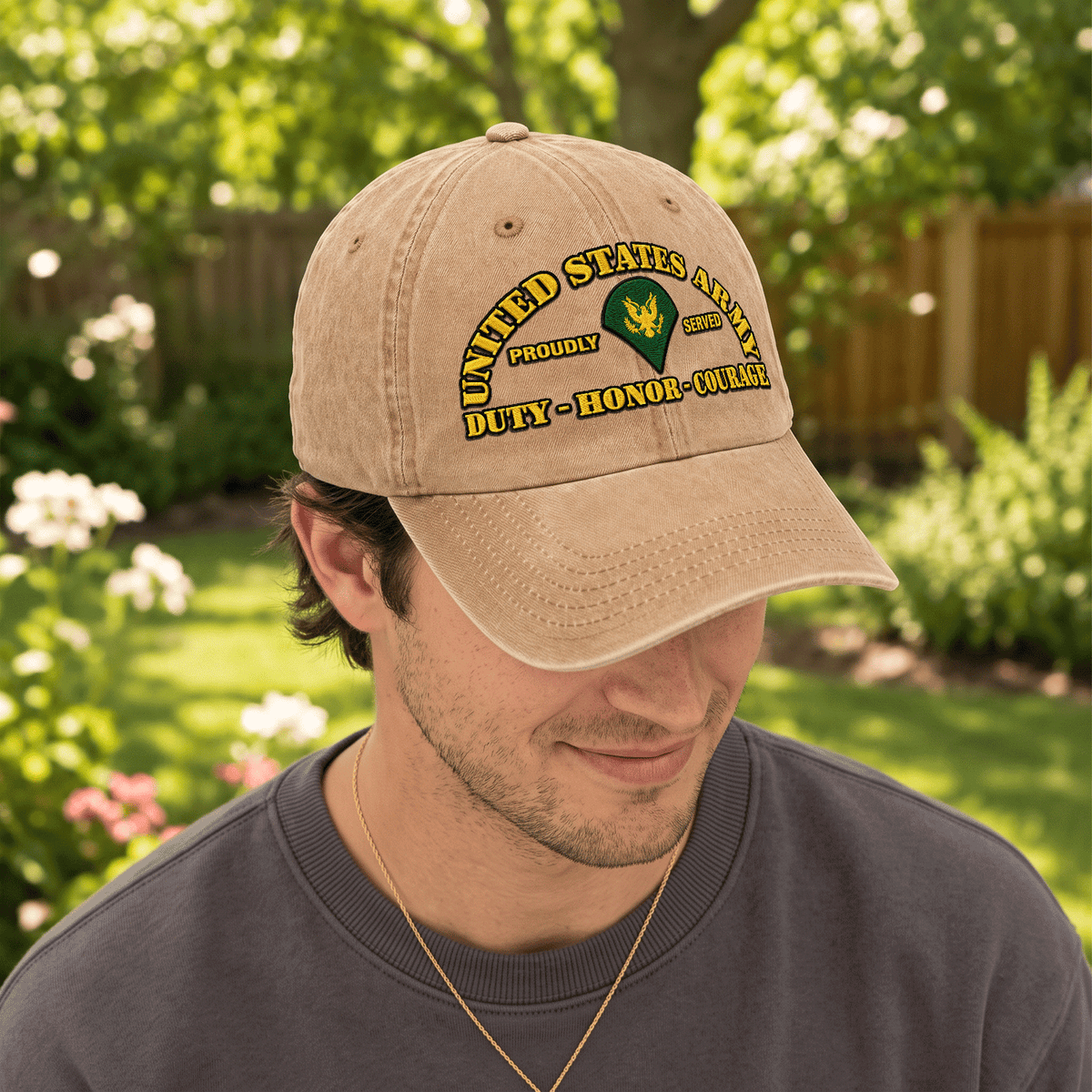 U.S. Army Embroidered Hat Custom Rank and Personalized Text