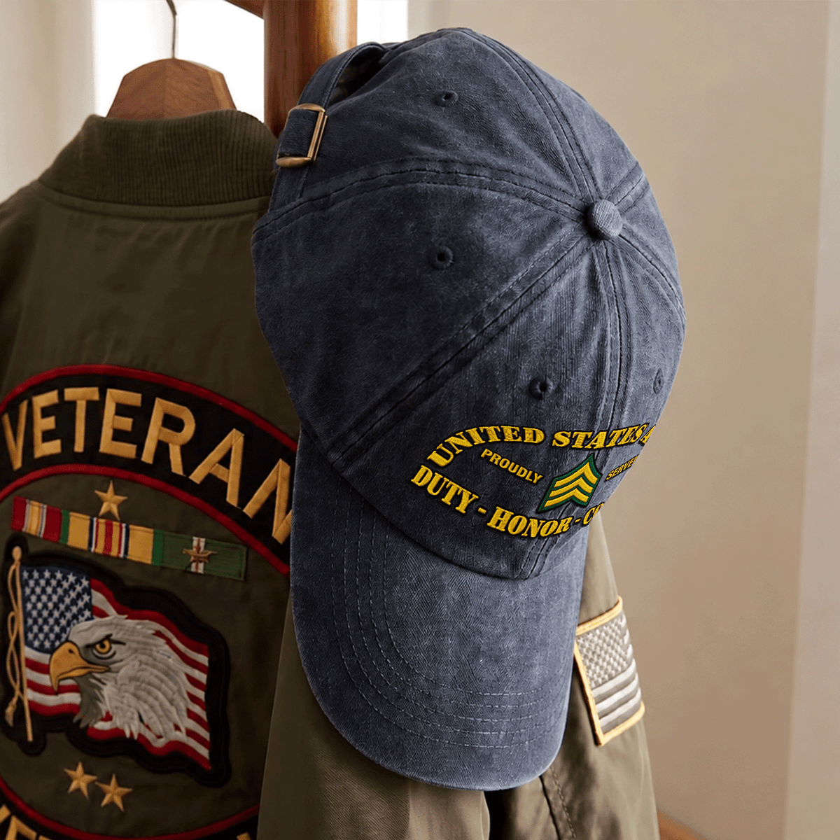 U.S. Army Embroidered Hat Custom Rank and Personalized Text