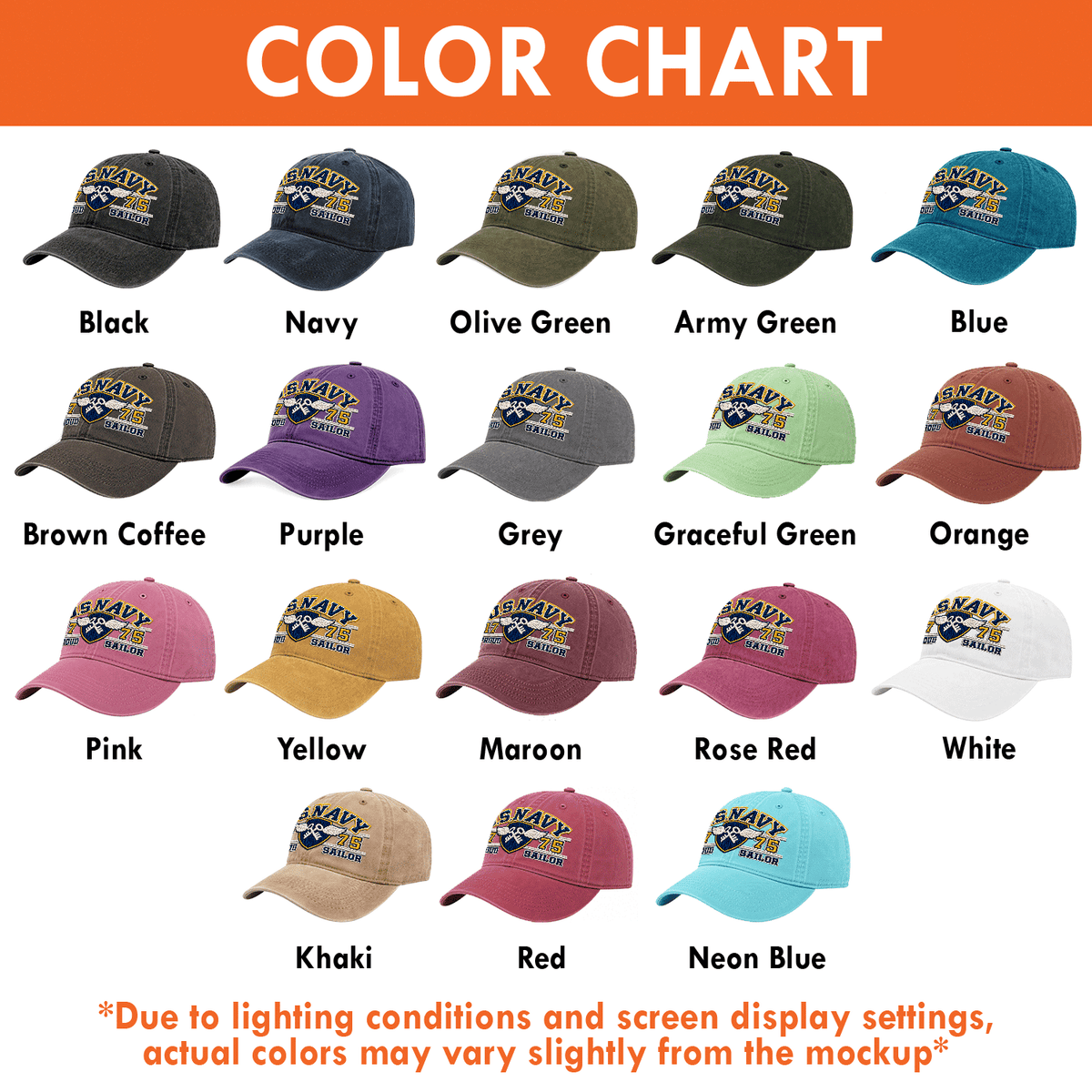 Custom Navy Embroidered Cap Personalized Rank and Custom Text