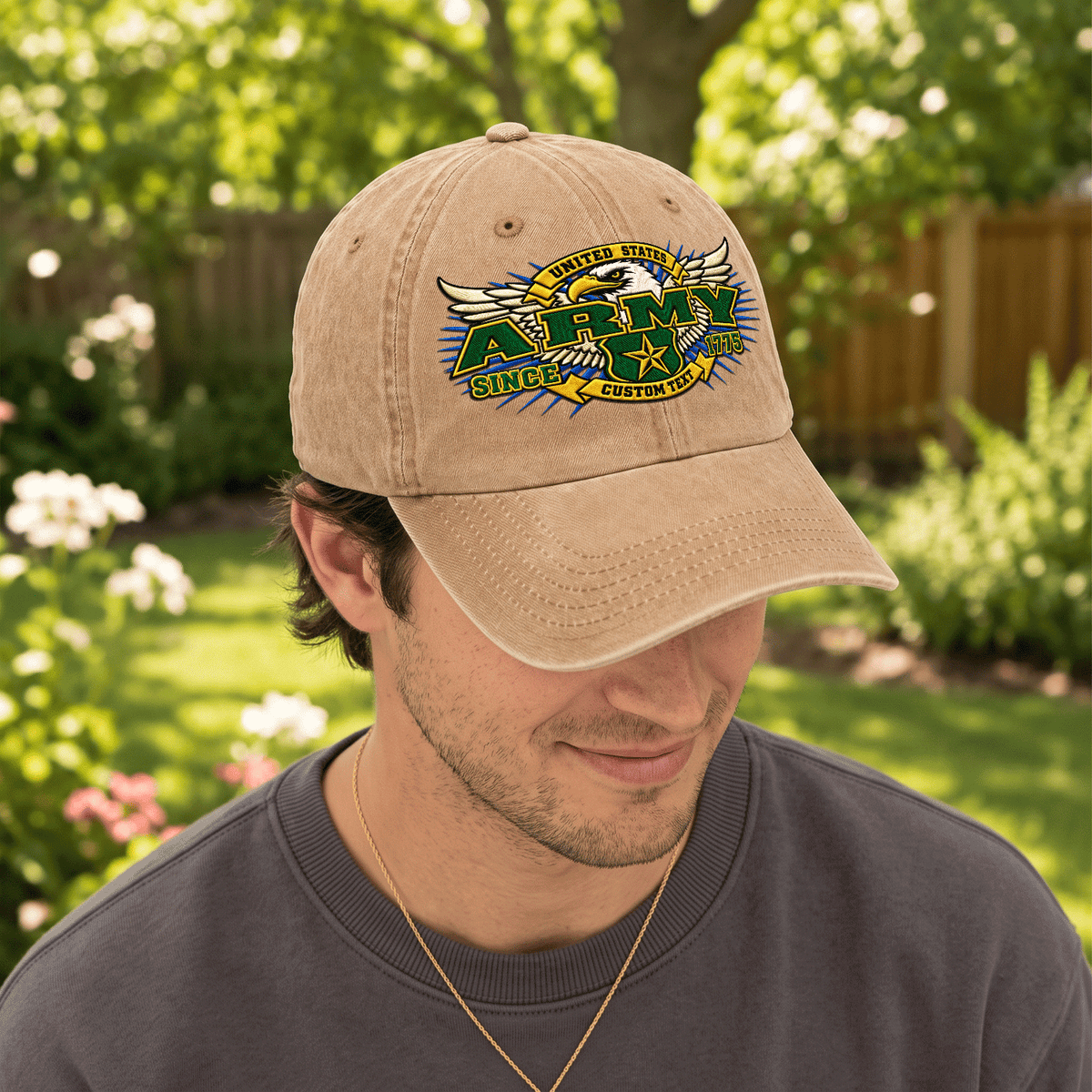 Personalized U.S. Army Cotton Cap Custom Rank and Text