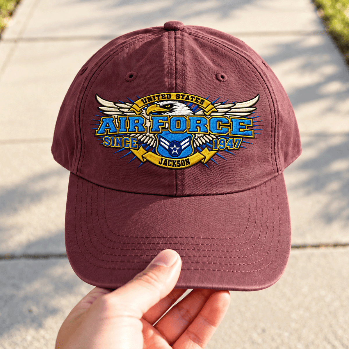 Custom Air Force Embroidered Cap Personalized Rank and Custom Text