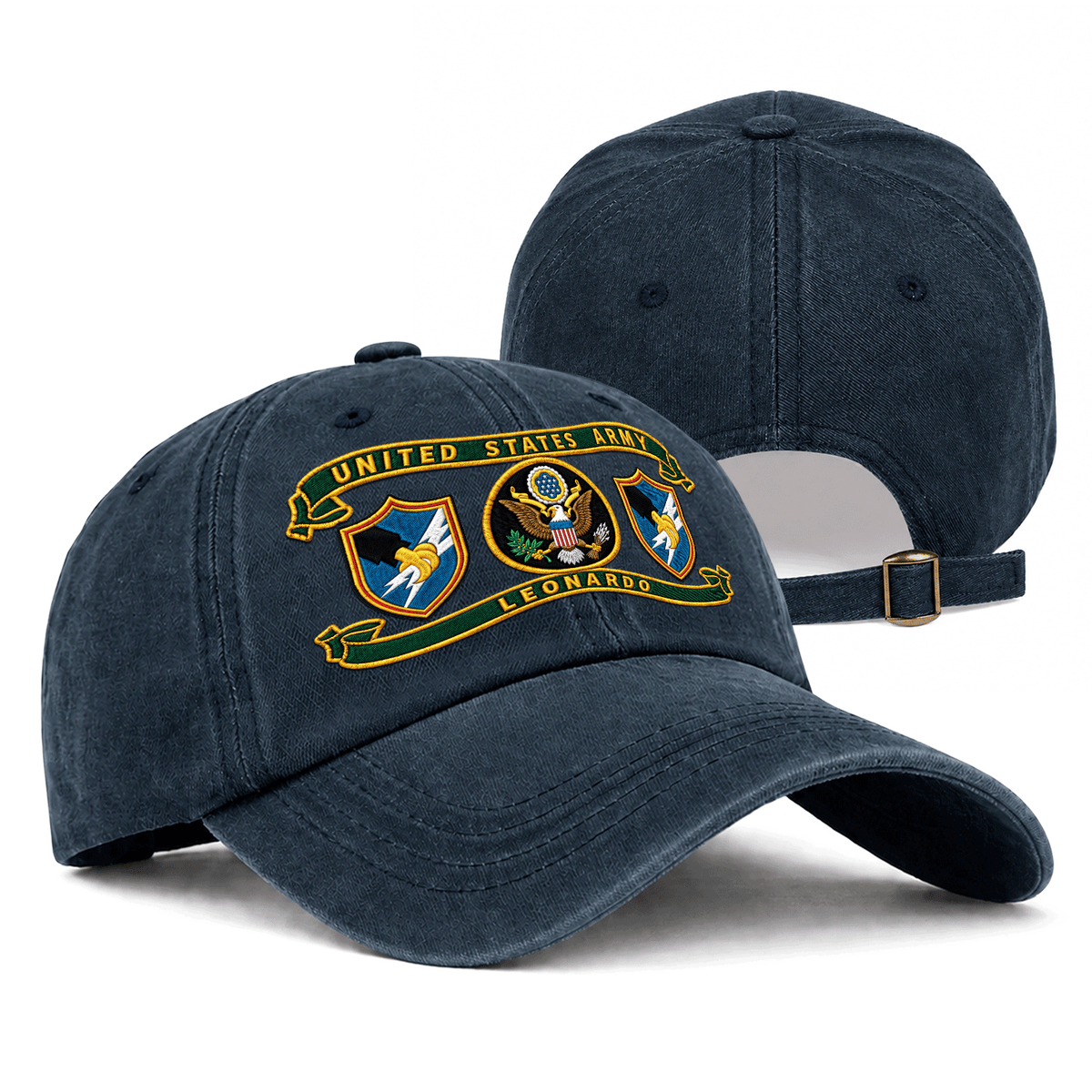 U.S. Army Washed Cap Personalized Rank Text Military Gift