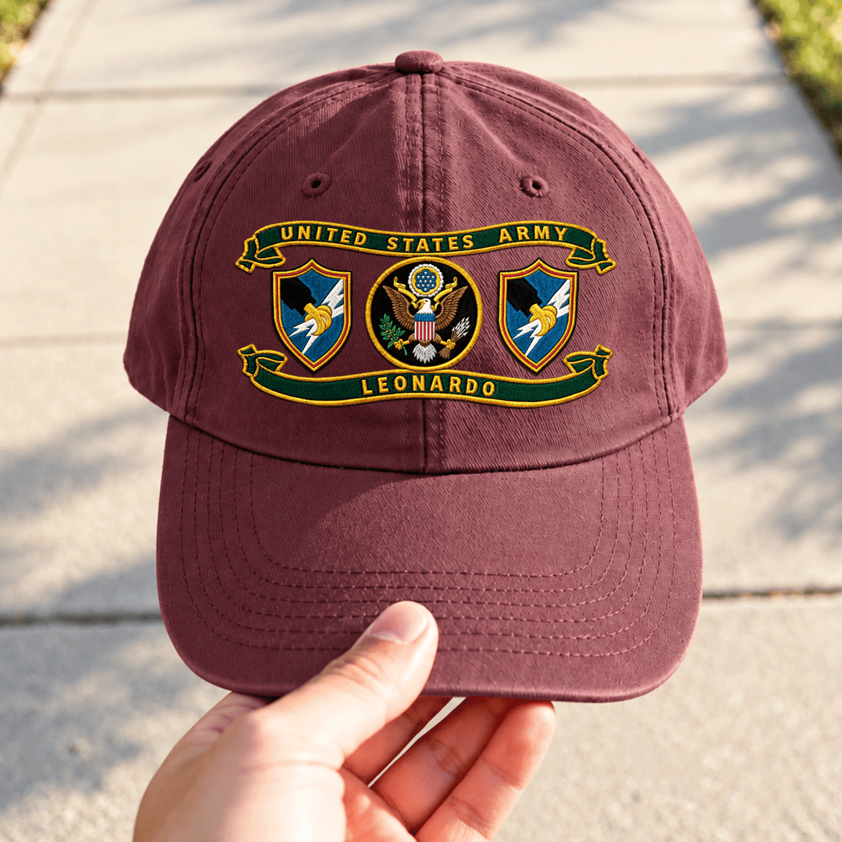 U.S. Army Washed Cap Personalized Rank Text Military Gift