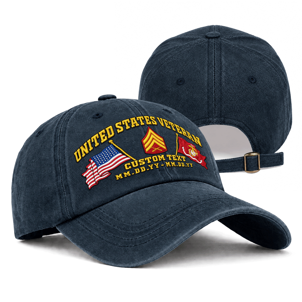 Custom USMC Embroidered Cap Personalized Rank and Custom Text