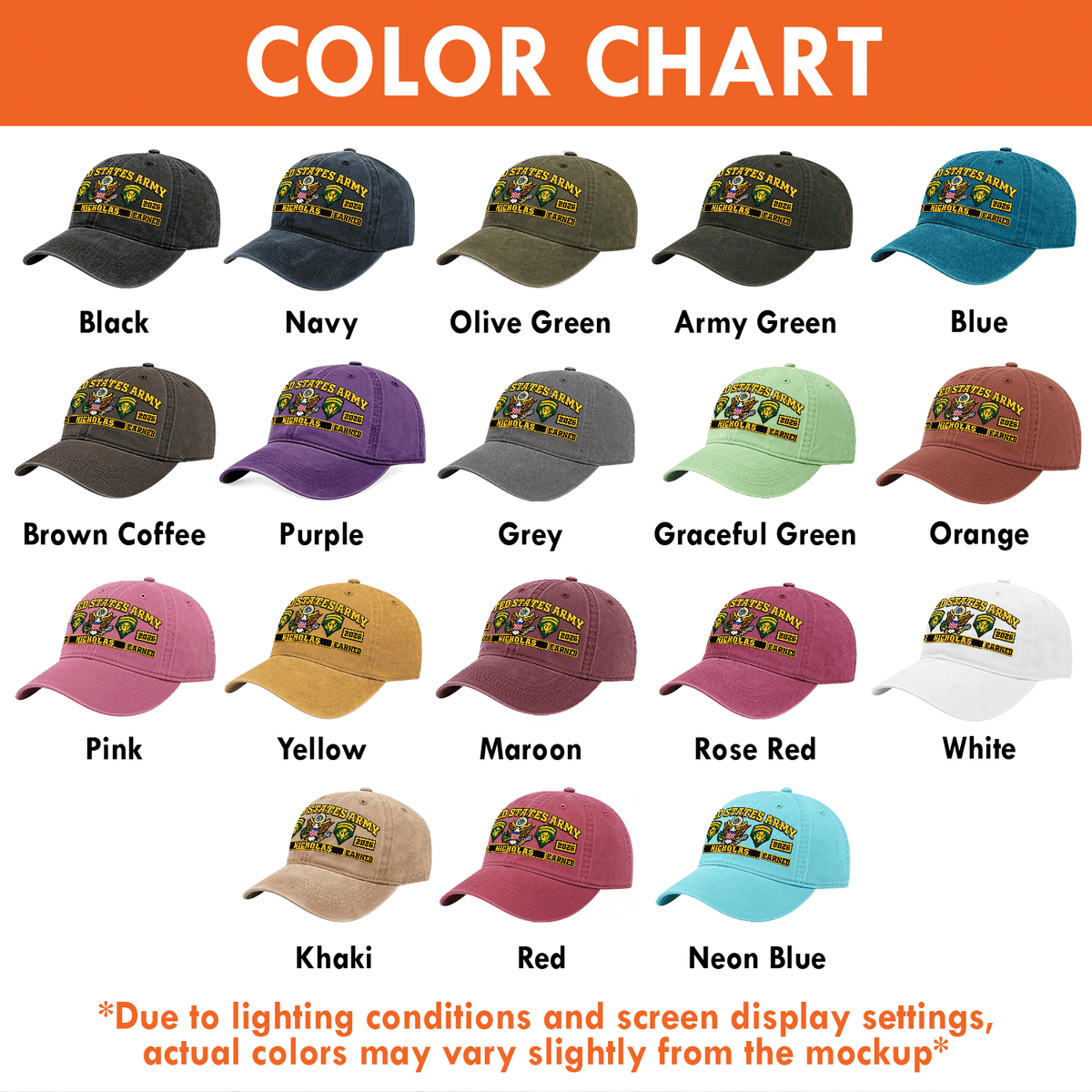Personalized Army Washed Hat Custom Military Rank and Text