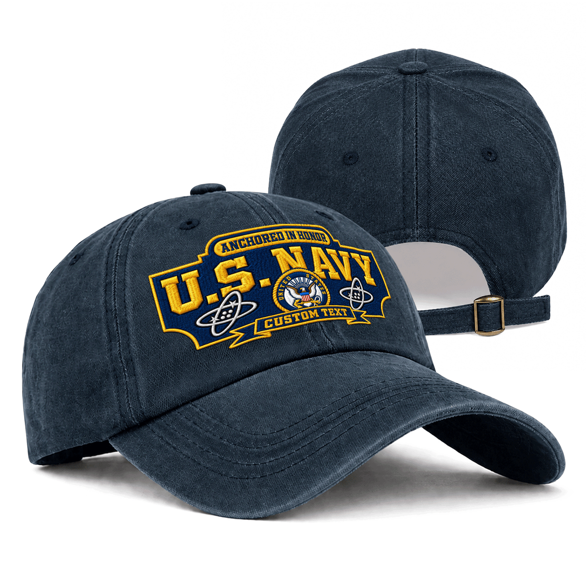 Custom U.S. Navy Washed Cap Personalized Military Rank and Text