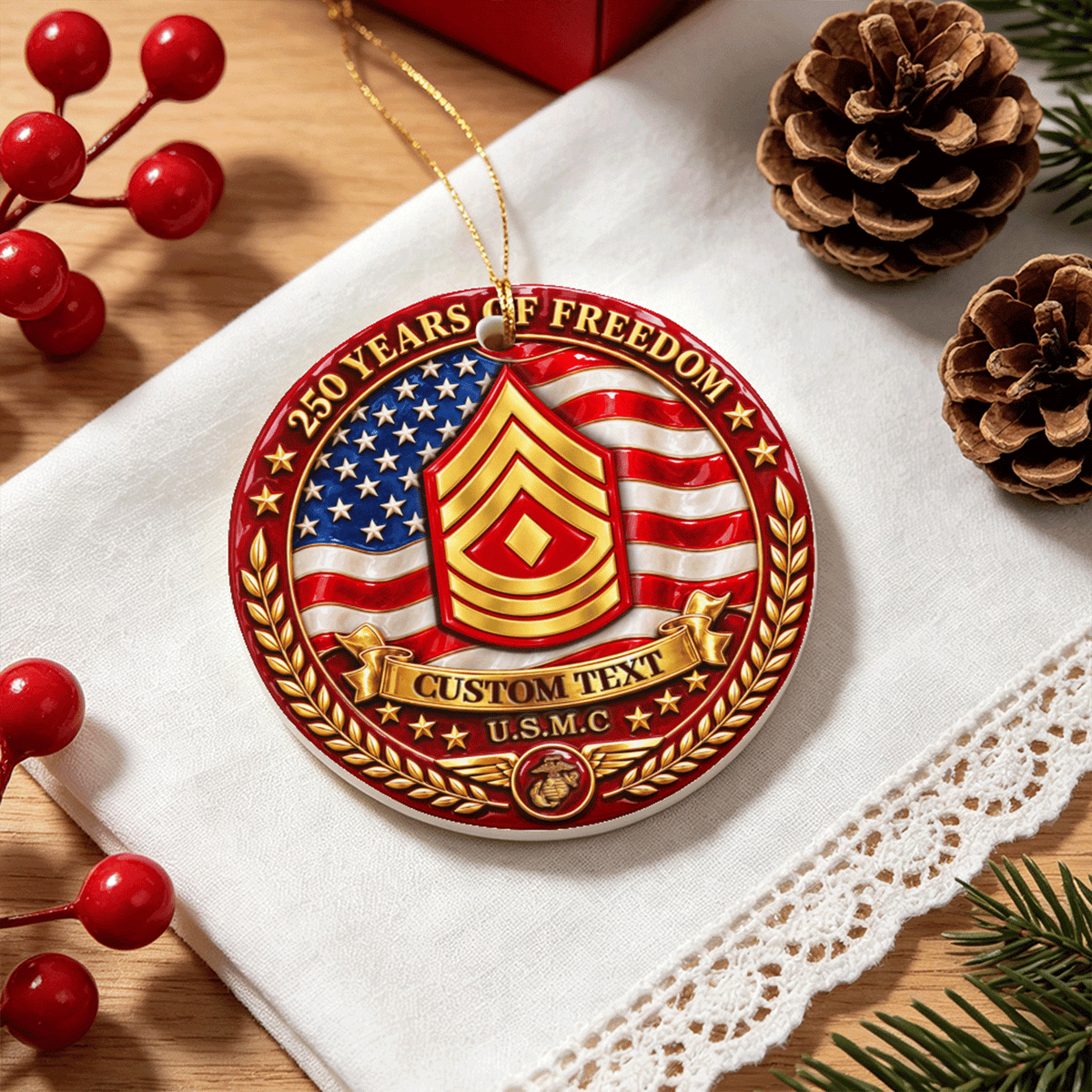 Personalized U.S. Air Force Ornament Custom Rank and Military Text