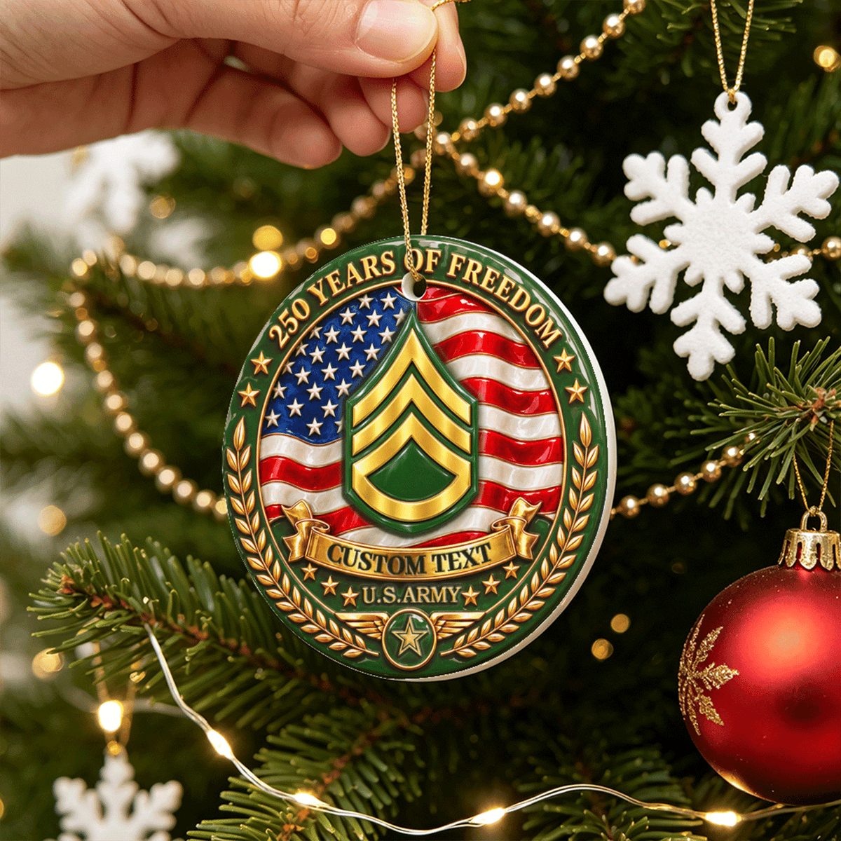 U.S. Navy 3D Relief Ornament Custom Military Rank and Custom Text