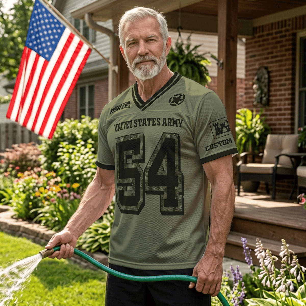 U.S. Army Military Jersey Custom Rank Name and Jersey Number Personalized Veteran Gift