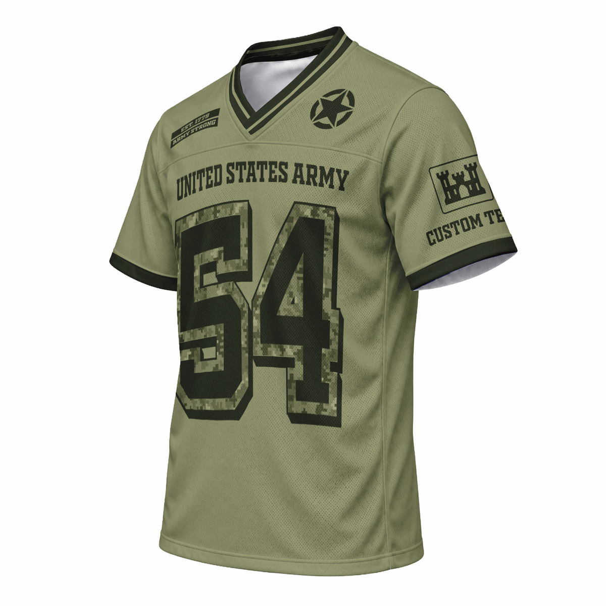 U.S. Army Military Jersey Custom Rank Name and Jersey Number Personalized Veteran Gift