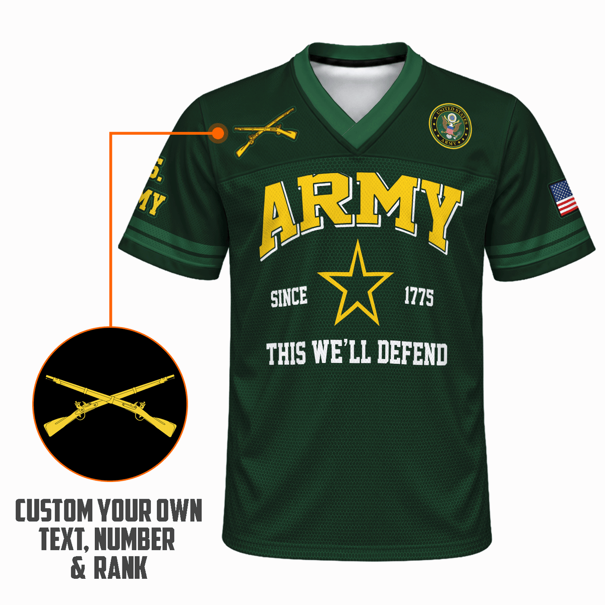Personalized Army Veteran Jersey Custom Rank, Name and Jersey Number  Military Gift