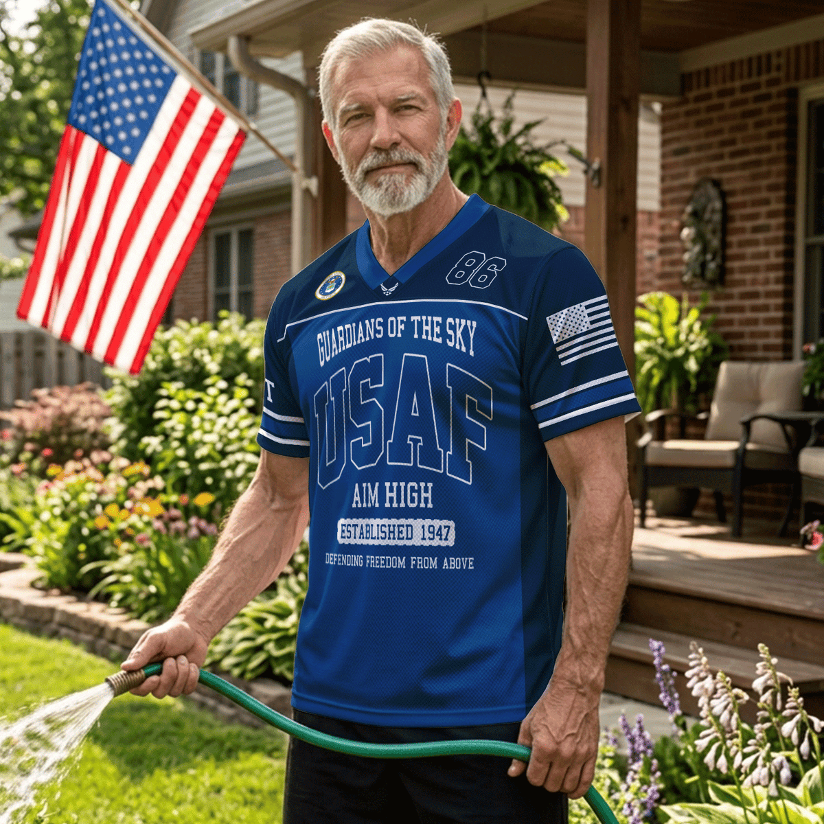 Personalized U.S. Air Force Sports Jersey Custom Rank Text and Jersey Number