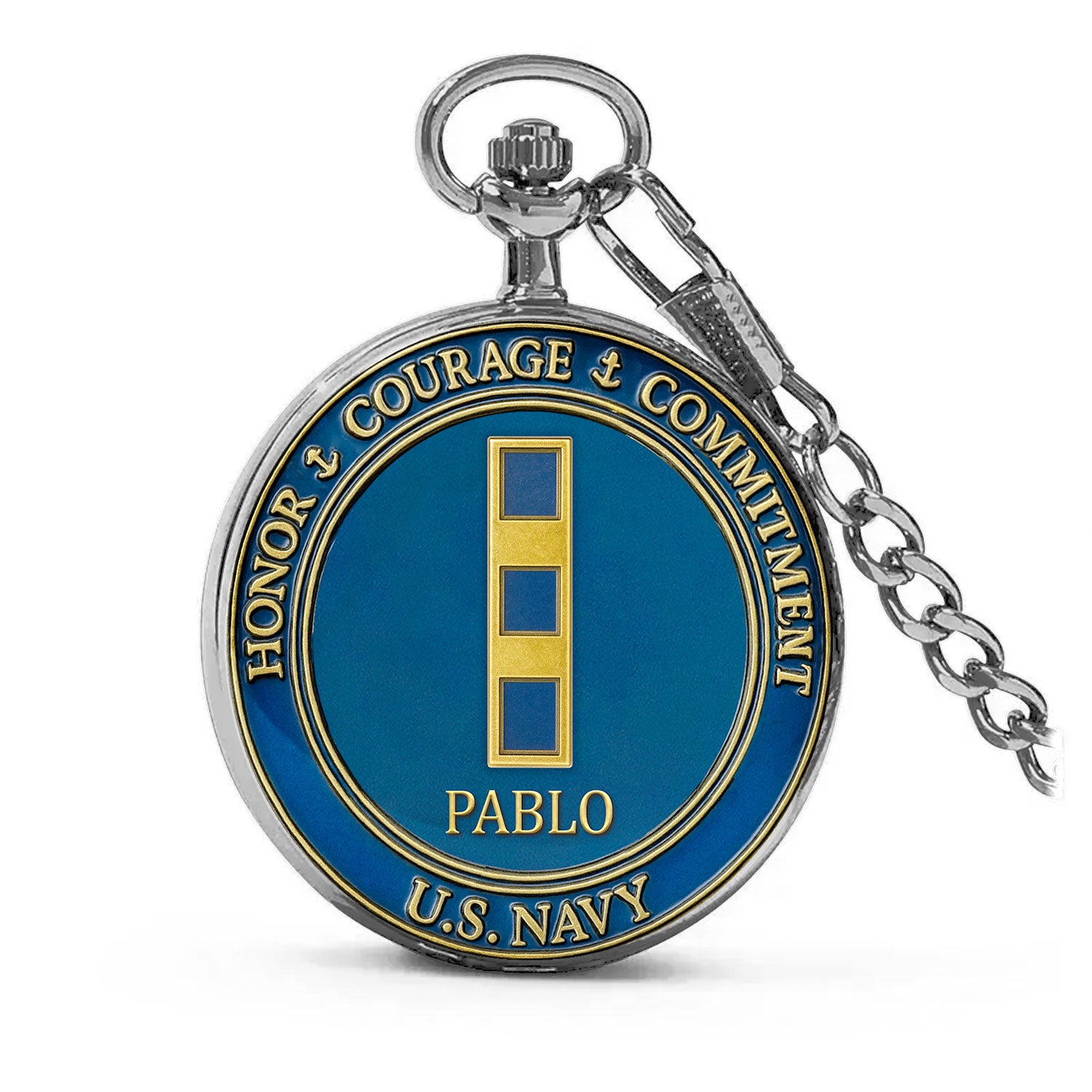 Personalized US Navy Core Values - Custom 3D Effect Printed Pocket Watch