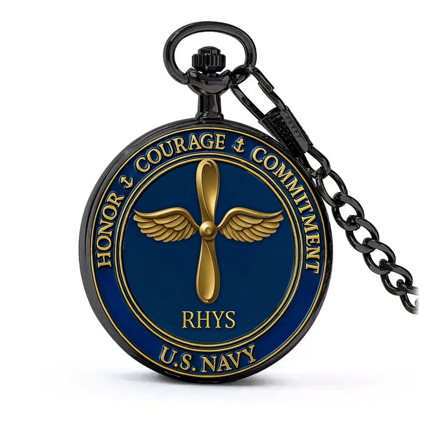 Personalized US Navy Core Values - Custom 3D Effect Printed Pocket Watch