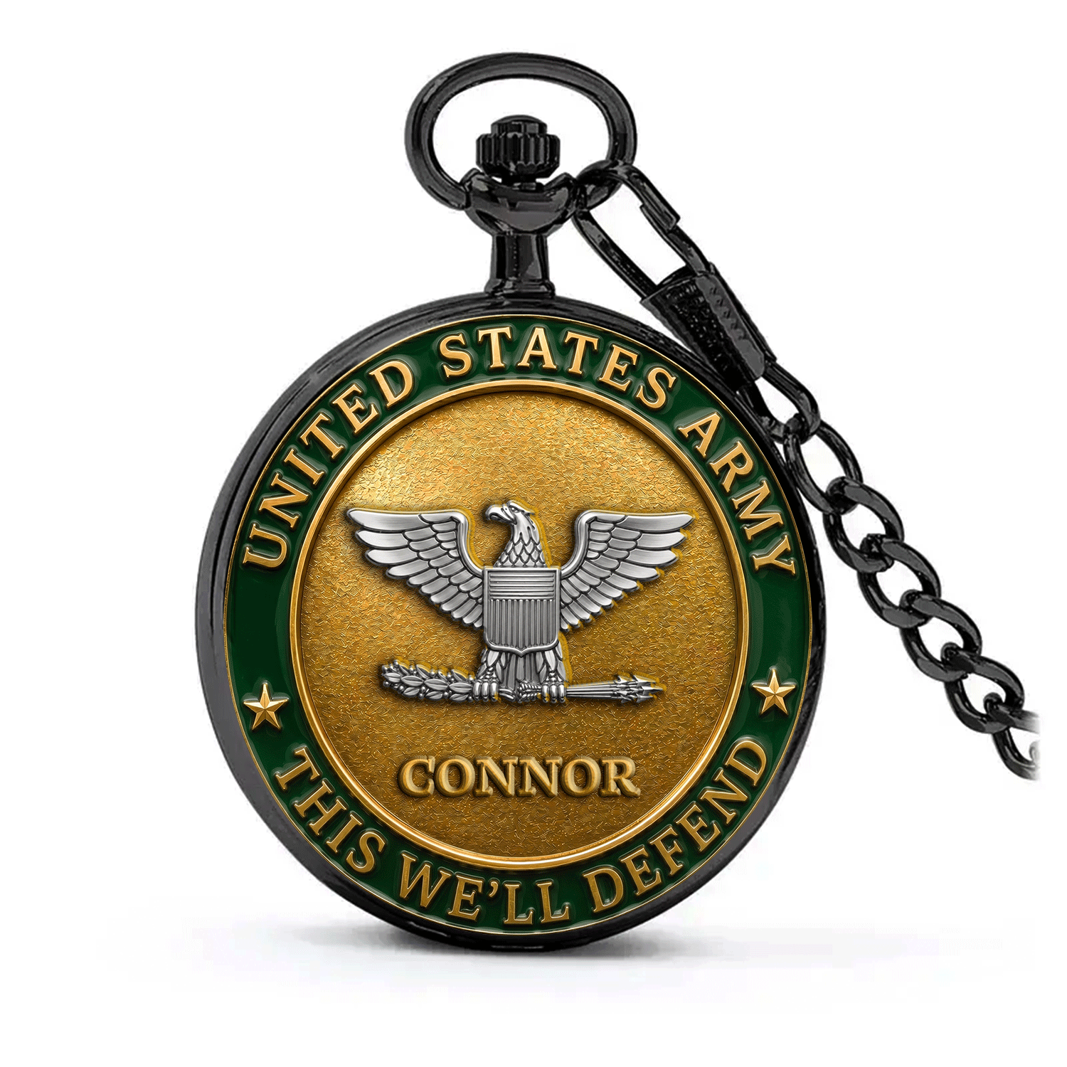 Army 250 Years Pocket Watch Custom Rank and Name Gift