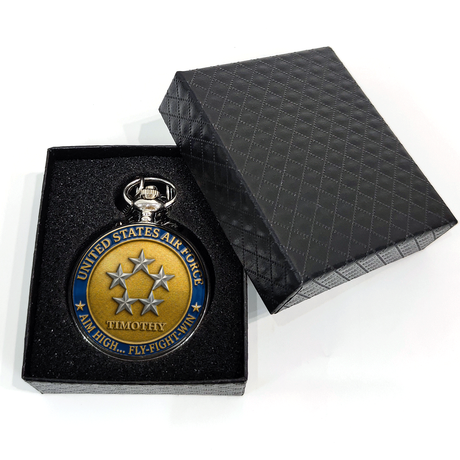 US Air Force Rank Name Pocket Watch Personalized Gift