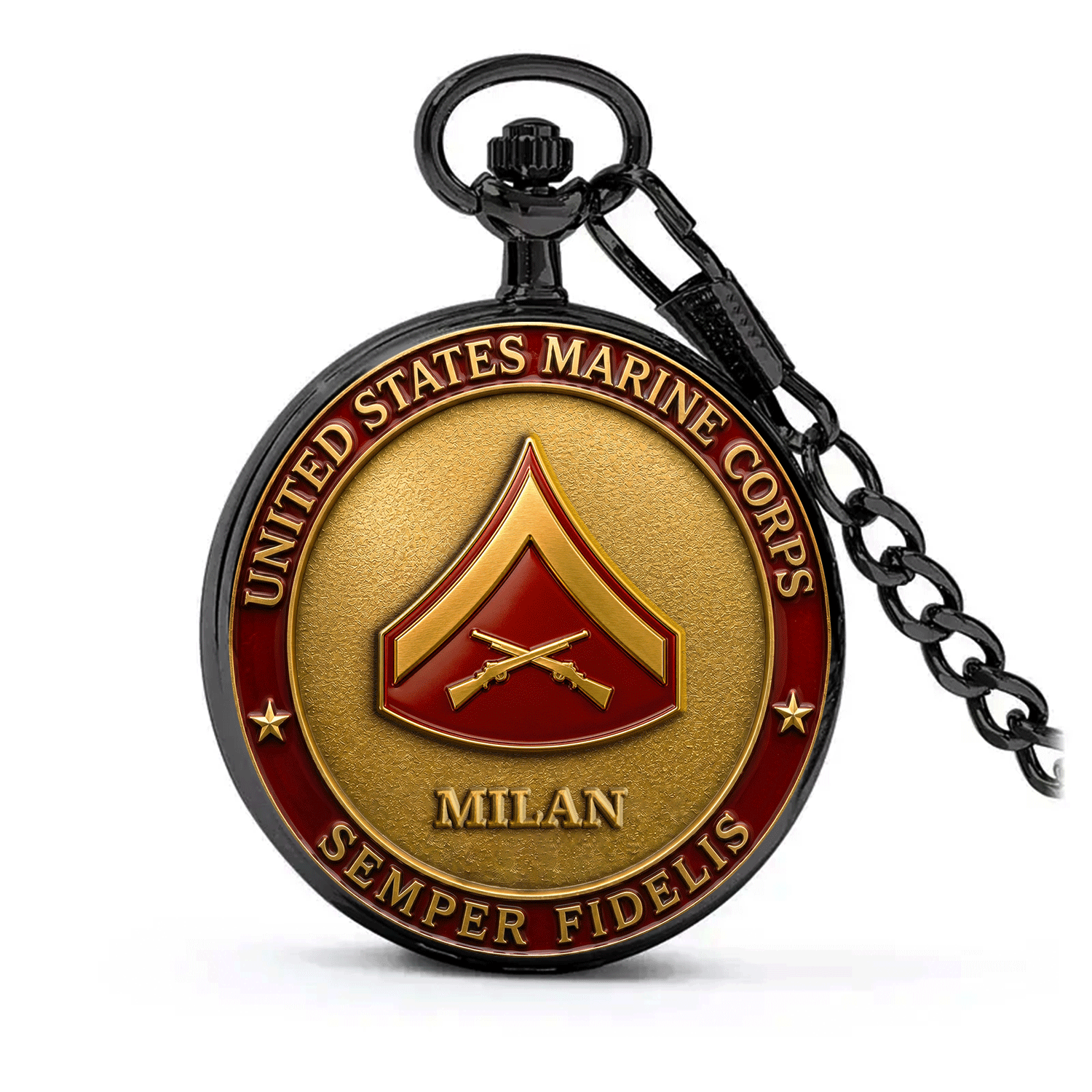 USMC Rank Name Pocket Watch Personalized Gift