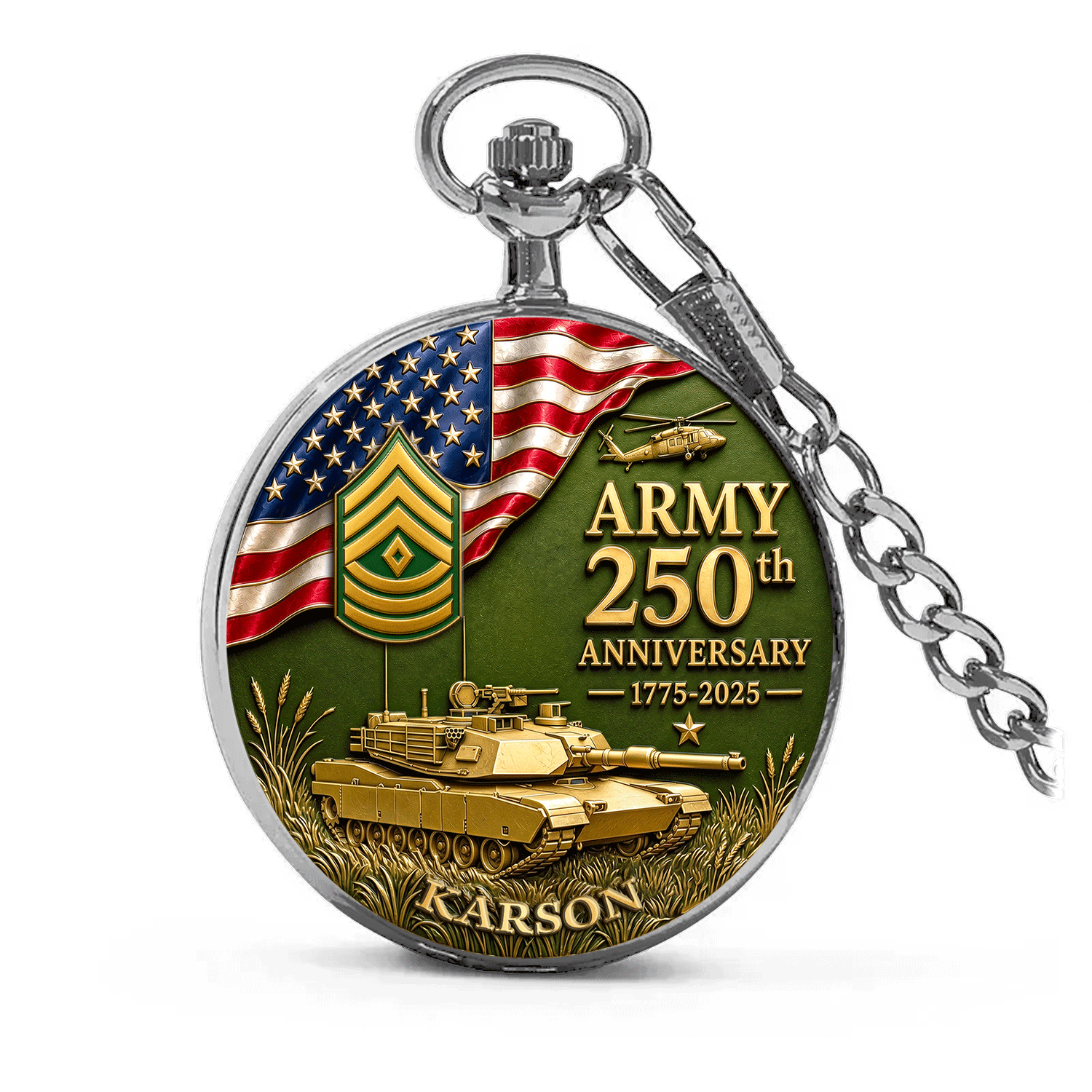 Army Veteran Personalized Pocket Watch 1776-2026 Gift
