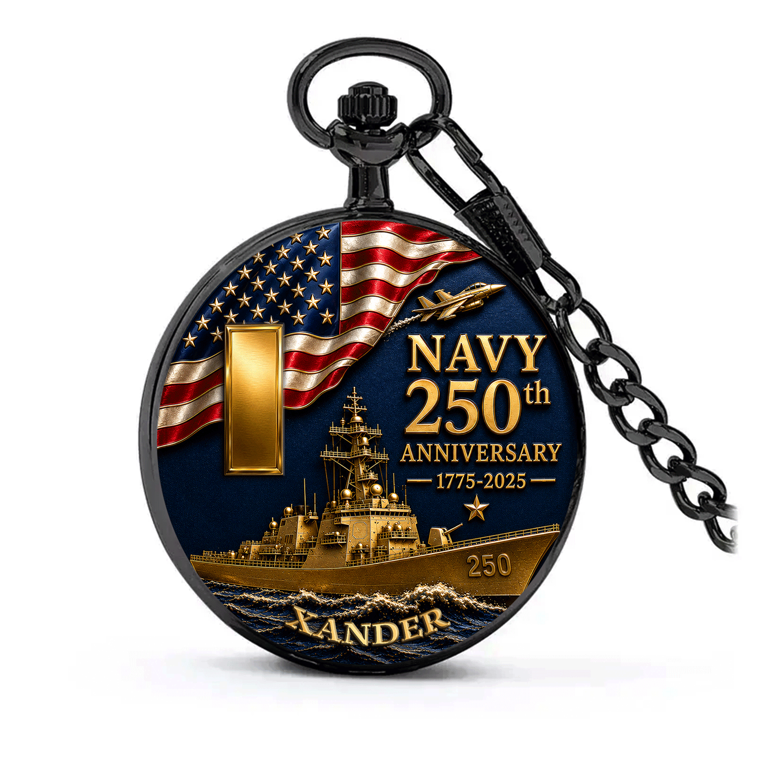 Personalized US Navy Pocket Watch Military Promotion Gift