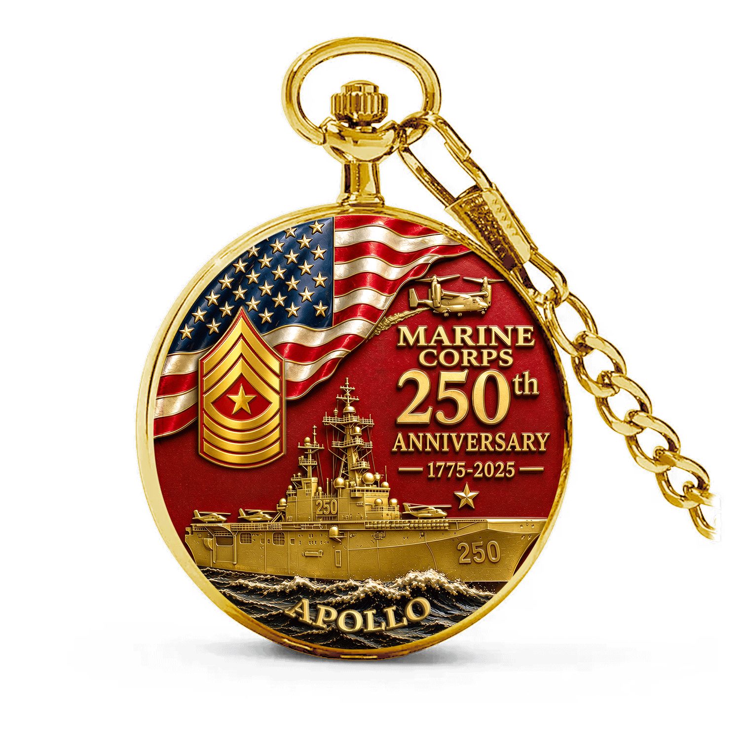 Marine Veteran Pocket Watch 250th Anniversary Keepsake