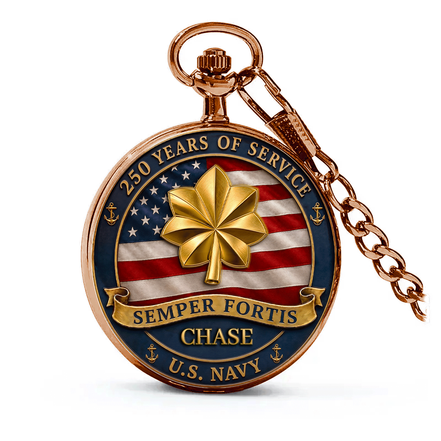 Personalized US Navy Service Pocket Watch Custom Text Gift