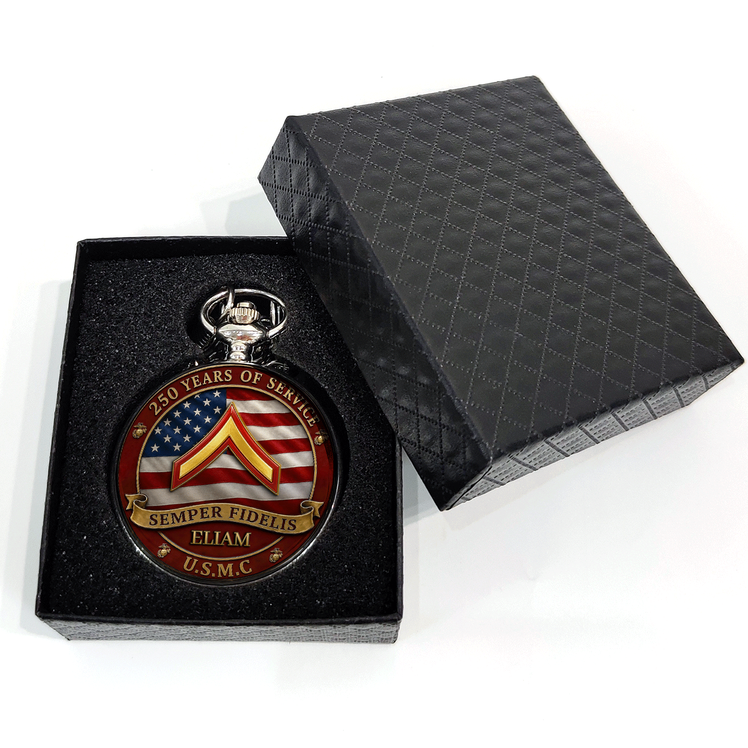Custom USMC Pocket Watch Promotion Gift for Marines