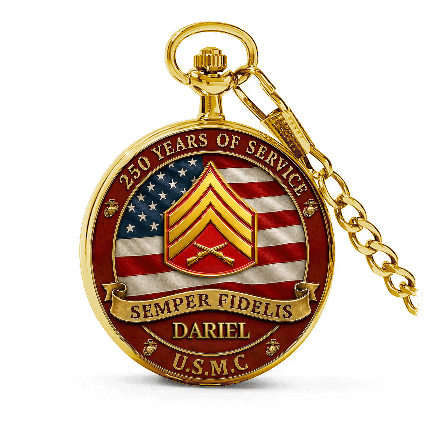 Custom USMC Pocket Watch Promotion Gift for Marines