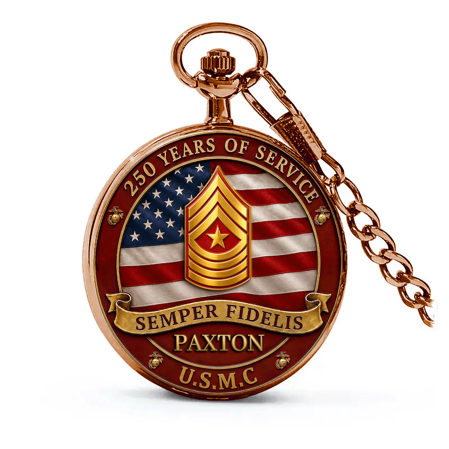 Custom USMC Pocket Watch Promotion Gift for Marines