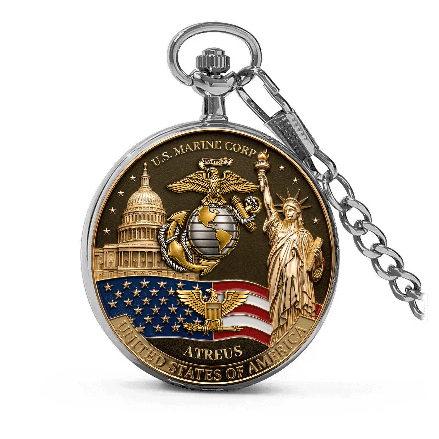 USMC Military Pocket Watch Veteran Appreciation Gift