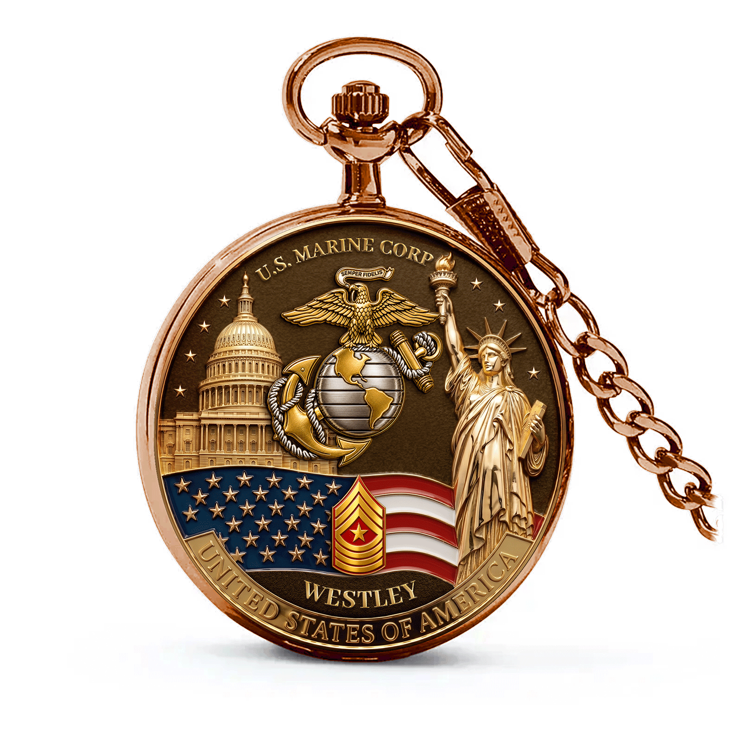 USMC Military Pocket Watch Veteran Appreciation Gift