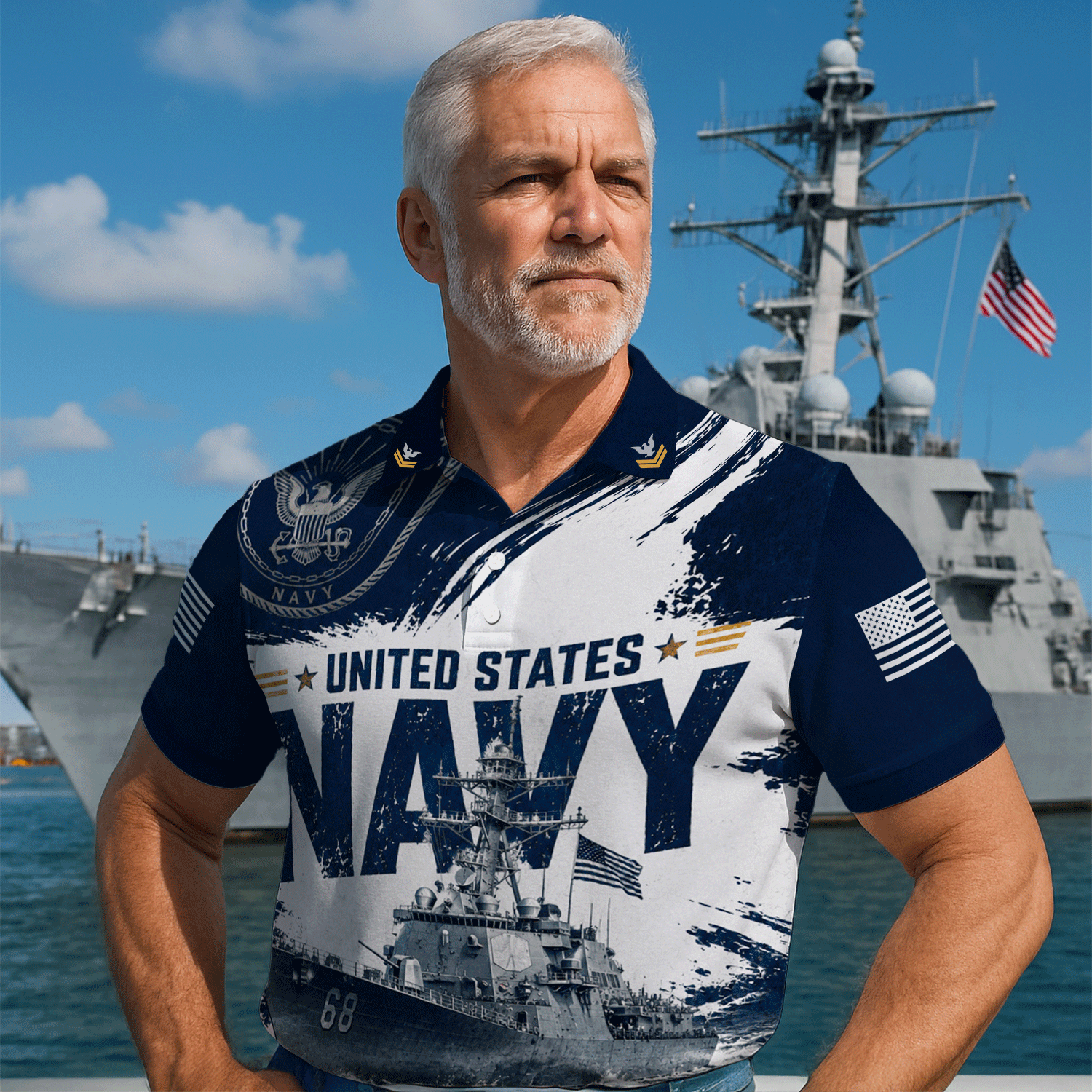Personalized US Navy Rank 3D All-Over Print Polo Shirt Gift